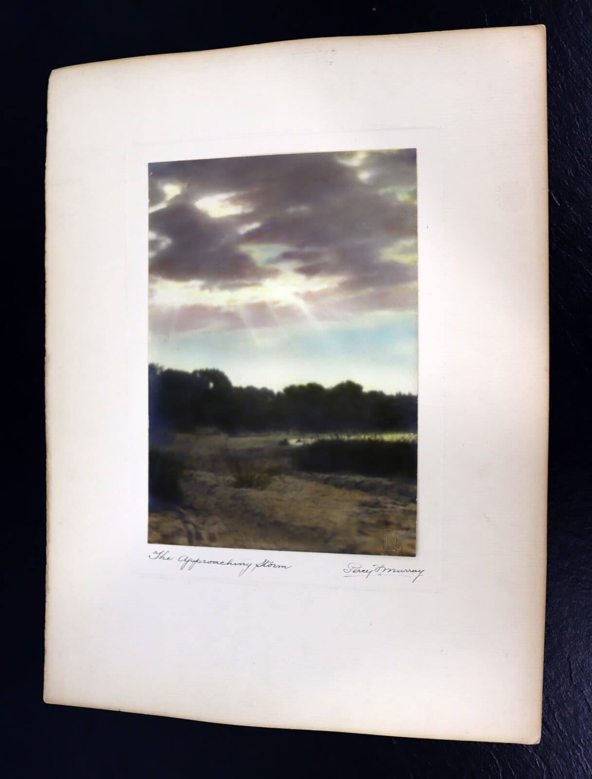 Percy Murray The Approaching Storm Signed Vintage Hand-Colored Photo Print - Thumbnail 2