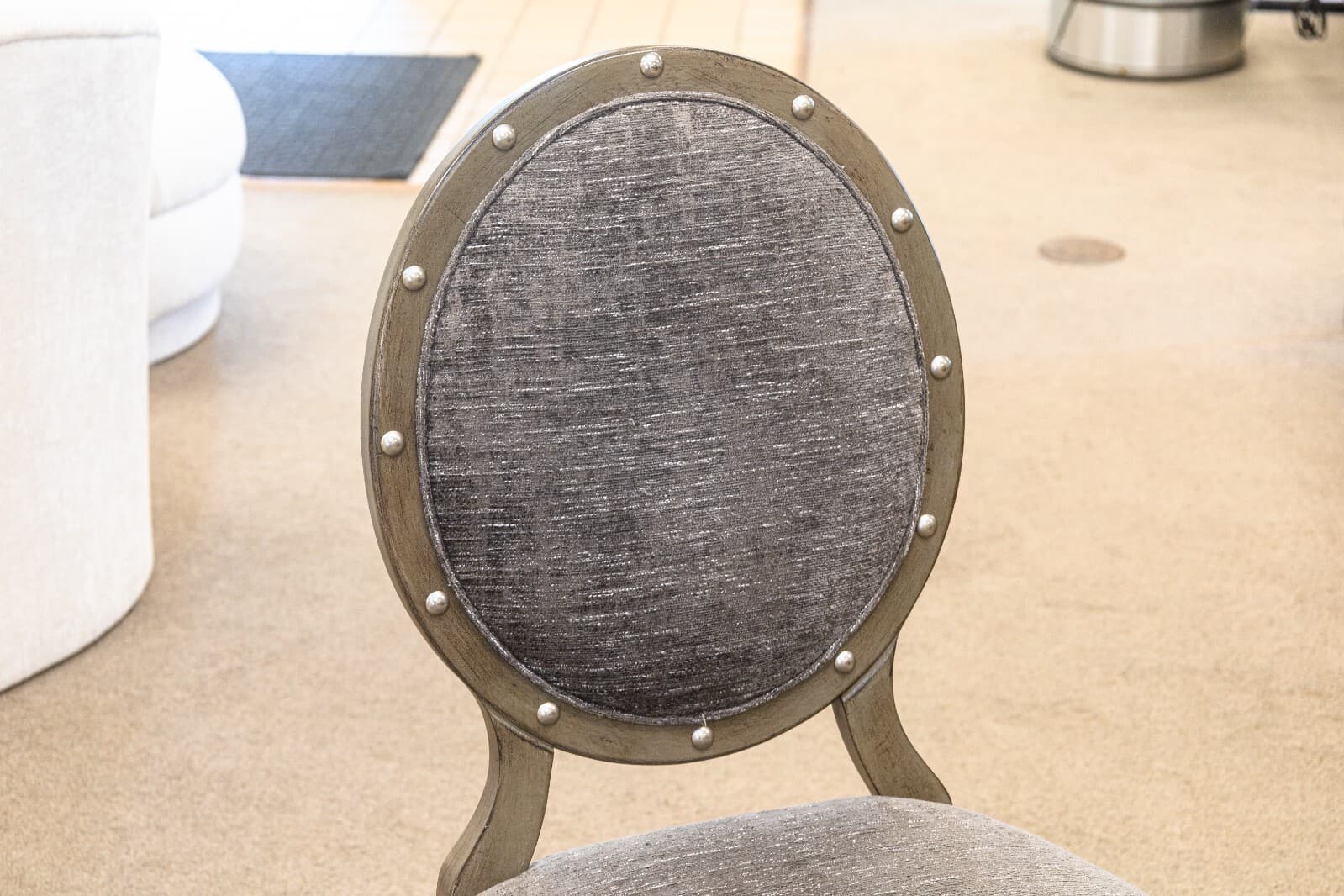 Contemporary Modern Restoration Hardware Fabric Upholstered Wooden Accent Chair - Thumbnail 5