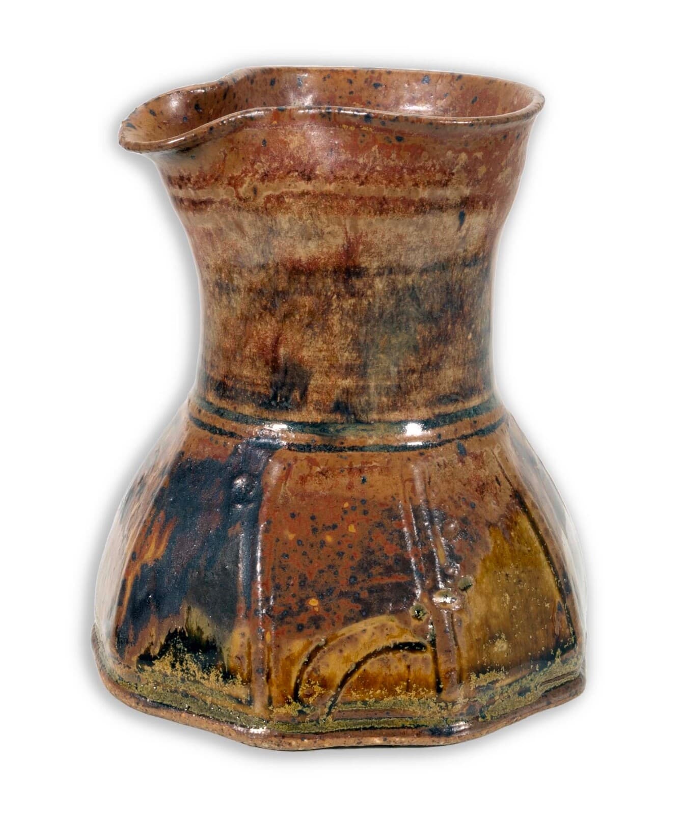 John Glick Ceramic Stoneware Small Pitcher Stamped Plum Tree Pottery - Thumbnail 3