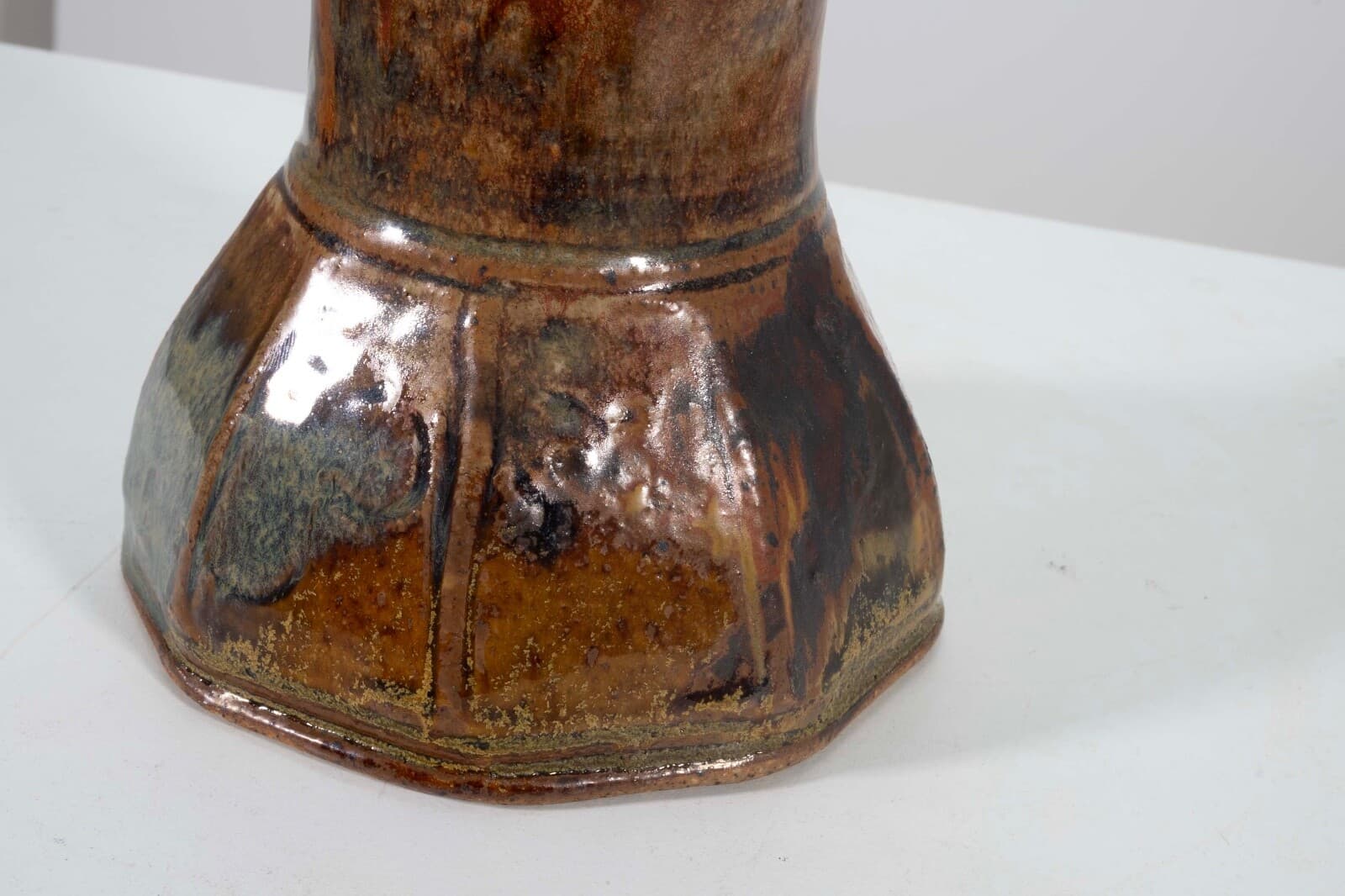 John Glick Ceramic Stoneware Small Pitcher Stamped Plum Tree Pottery - Thumbnail 8