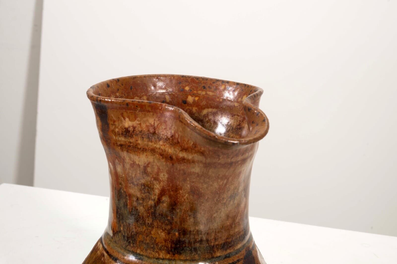 John Glick Ceramic Stoneware Small Pitcher Stamped Plum Tree Pottery - Thumbnail 9