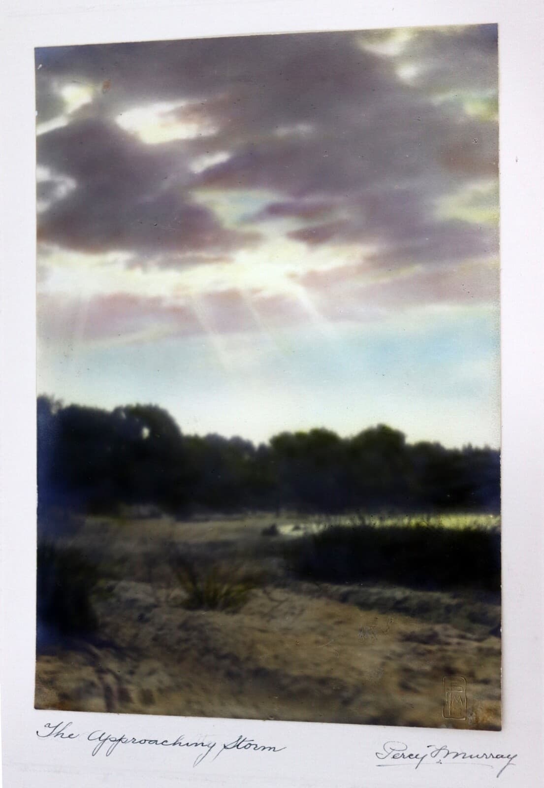 Percy Murray The Approaching Storm Signed Vintage Hand-Colored Photo Print - Thumbnail 3
