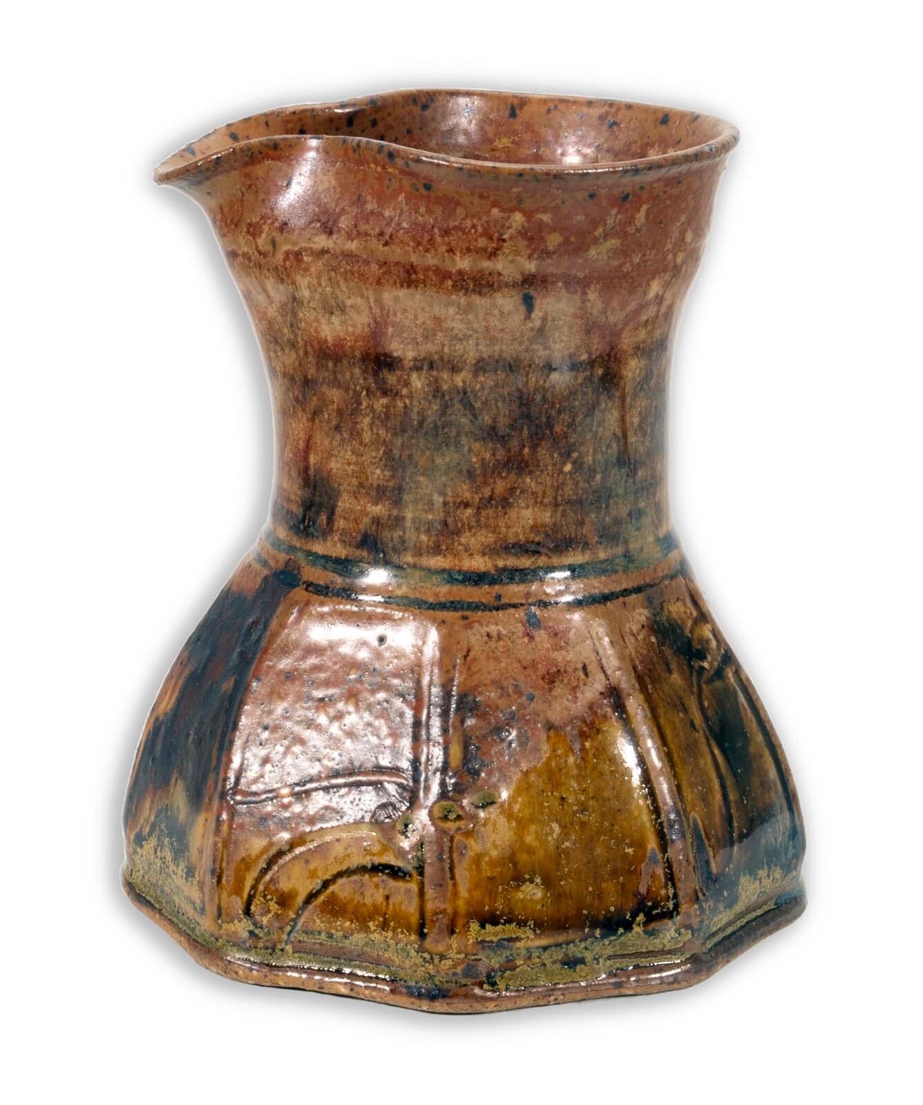 John Glick Ceramic Stoneware Small Pitcher Stamped Plum Tree Pottery - Thumbnail 2