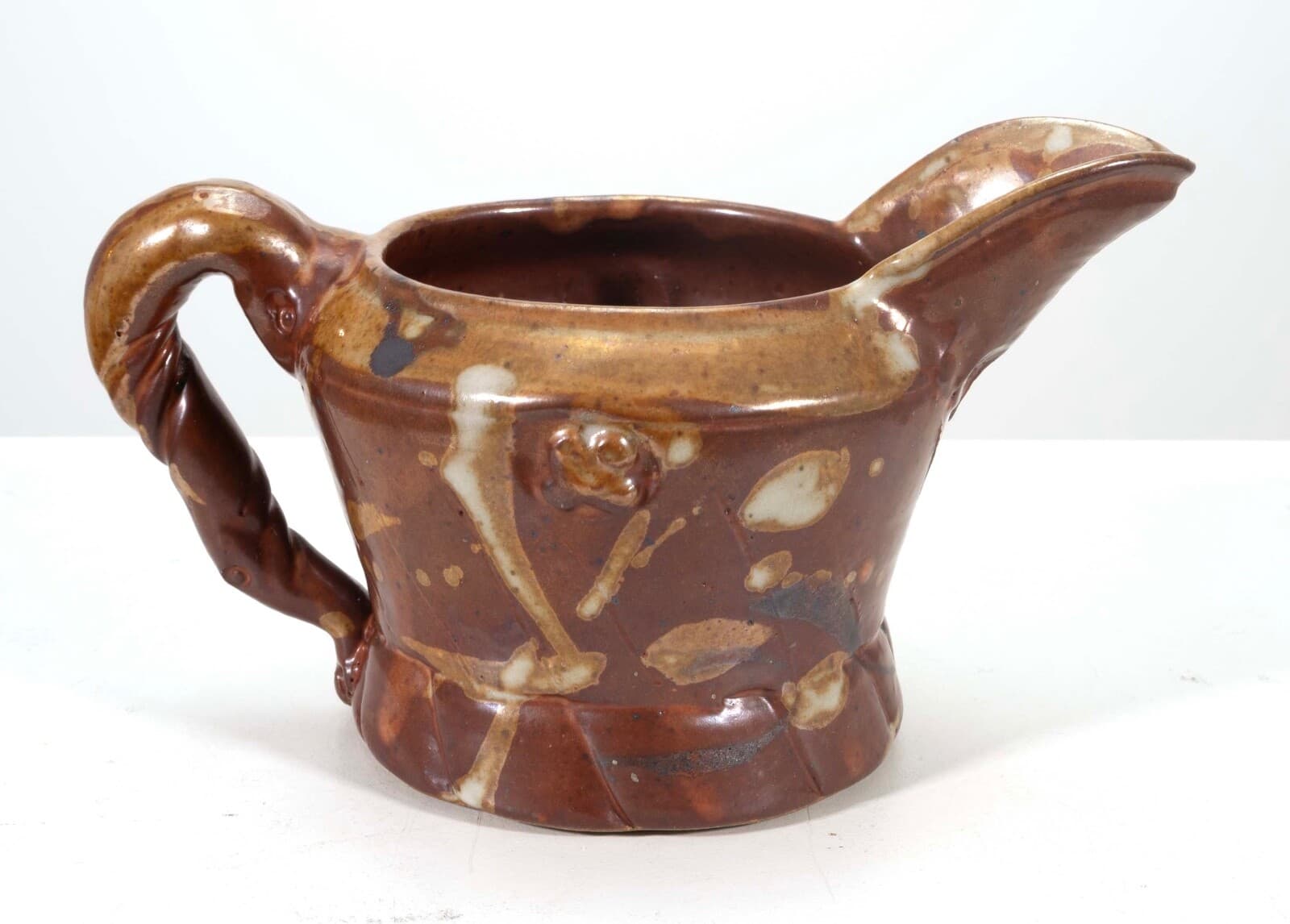 John Glick Ceramic Stoneware Sugar and Creamer Holder Stamped Plum Tree Pottery - Thumbnail 5
