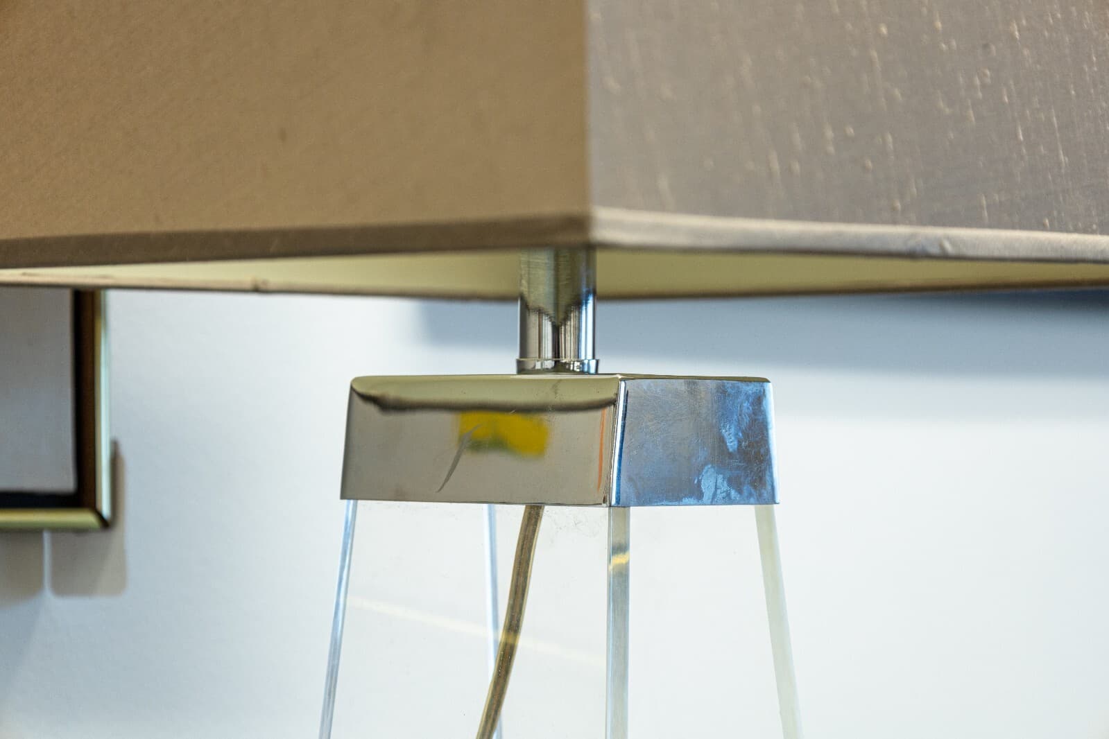 Vintage 1980s Lucite Table Lamp with Chrome Accents 1980's - Thumbnail 4