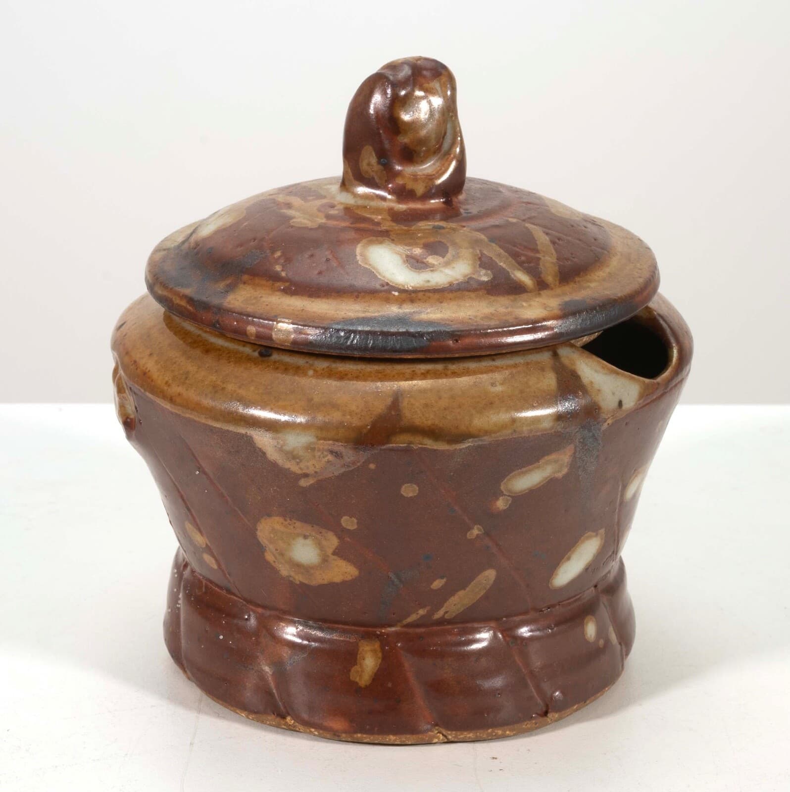 John Glick Ceramic Stoneware Sugar and Creamer Holder Stamped Plum Tree Pottery - Thumbnail 8