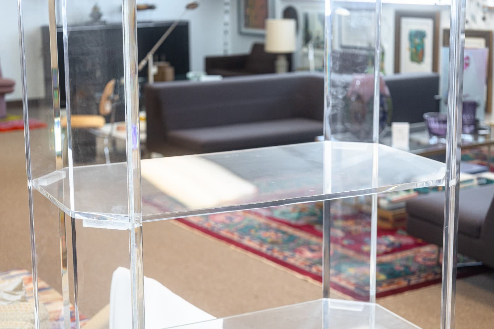 Vintage 1980s Postmodern Lucite Lighted Freestanding Etagere Shelving Unit - Thumbnail 4