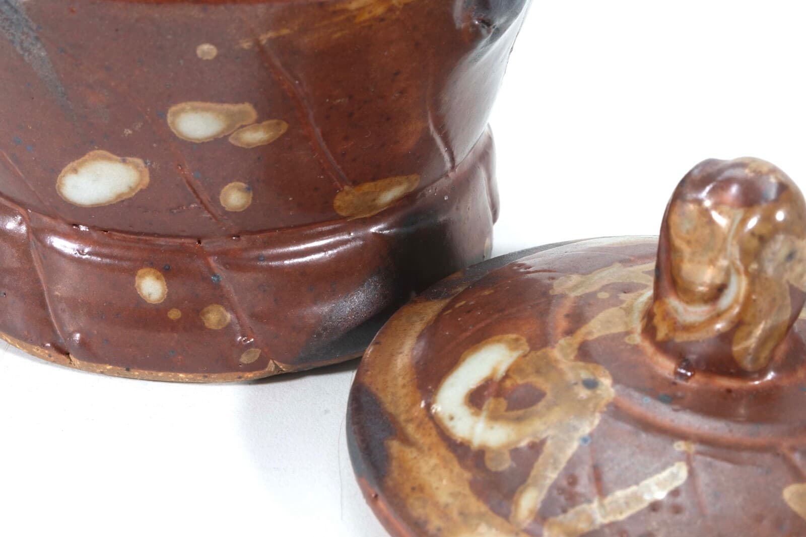 John Glick Ceramic Stoneware Sugar and Creamer Holder Stamped Plum Tree Pottery - Thumbnail 10