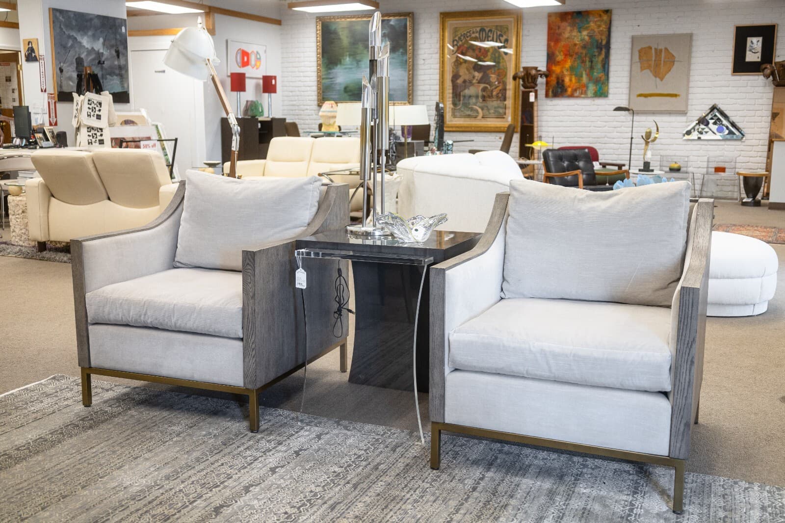 Pair of Century Furniture Monarch Wood Wrapped Contemporary Modern Armchairs - Thumbnail 5