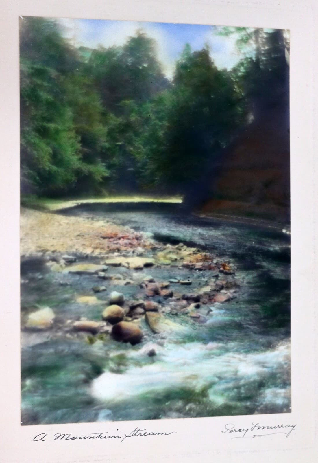 Percy Murray A Mountain Stream Signed Vintage Hand-Colored Photo Print - Thumbnail 3