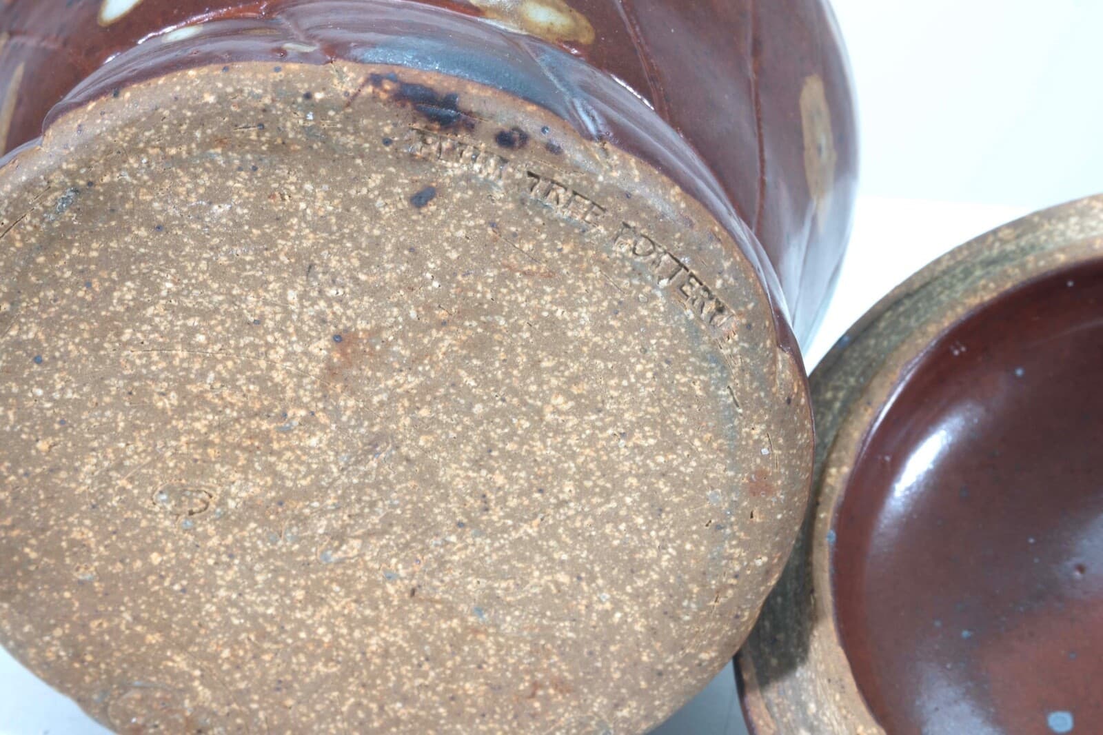 John Glick Ceramic Stoneware Sugar and Creamer Holder Stamped Plum Tree Pottery - Thumbnail 13