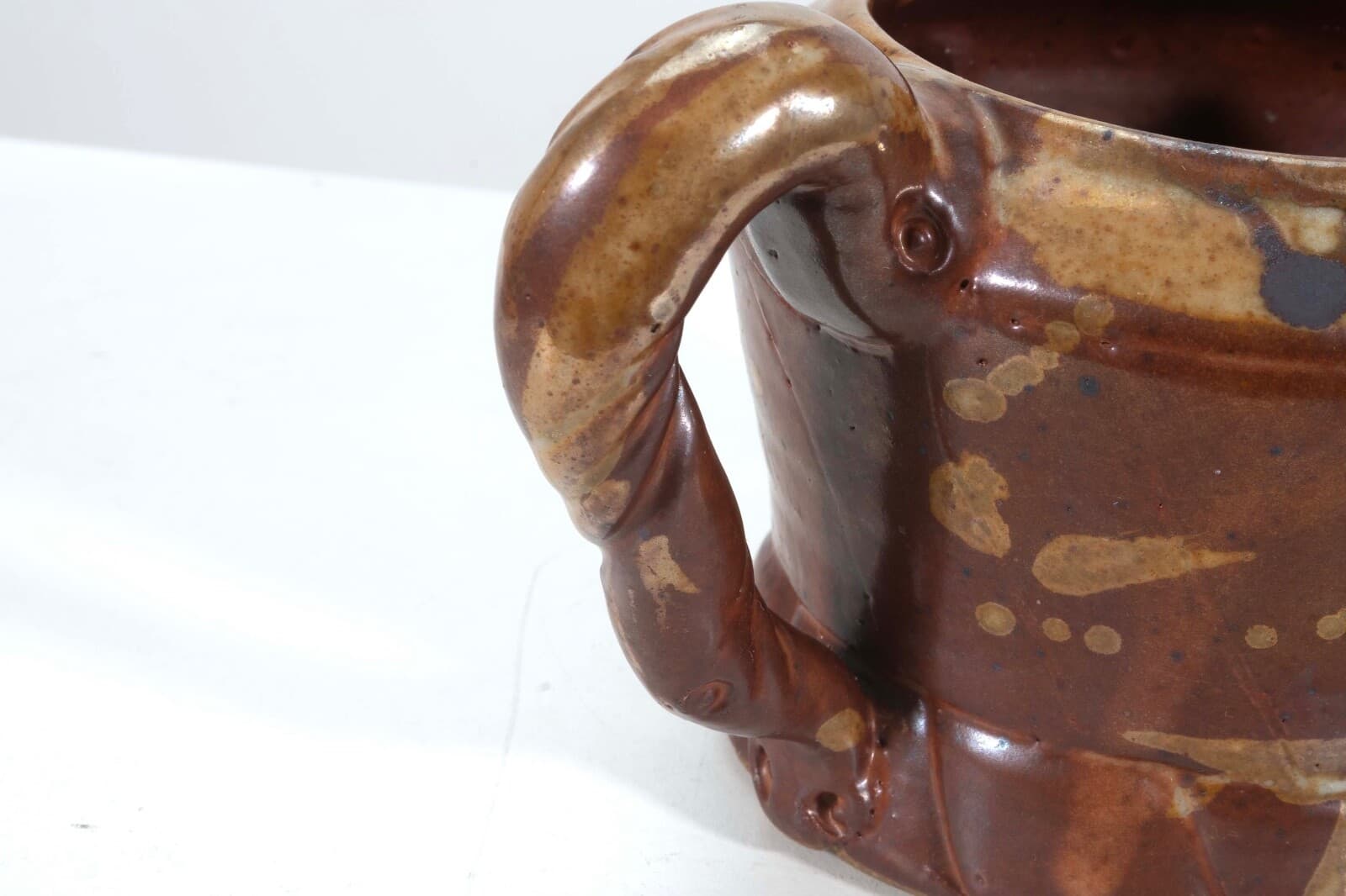 John Glick Ceramic Stoneware Sugar and Creamer Holder Stamped Plum Tree Pottery - Thumbnail 7