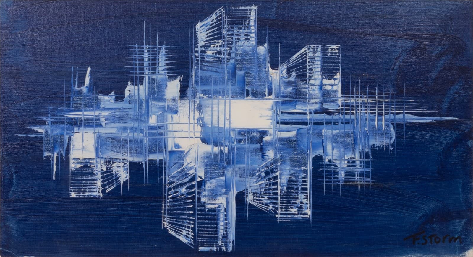 Frans Storm - Architectural Study, c. 1960 Modern Oil Painting on Board Framed - Thumbnail 2