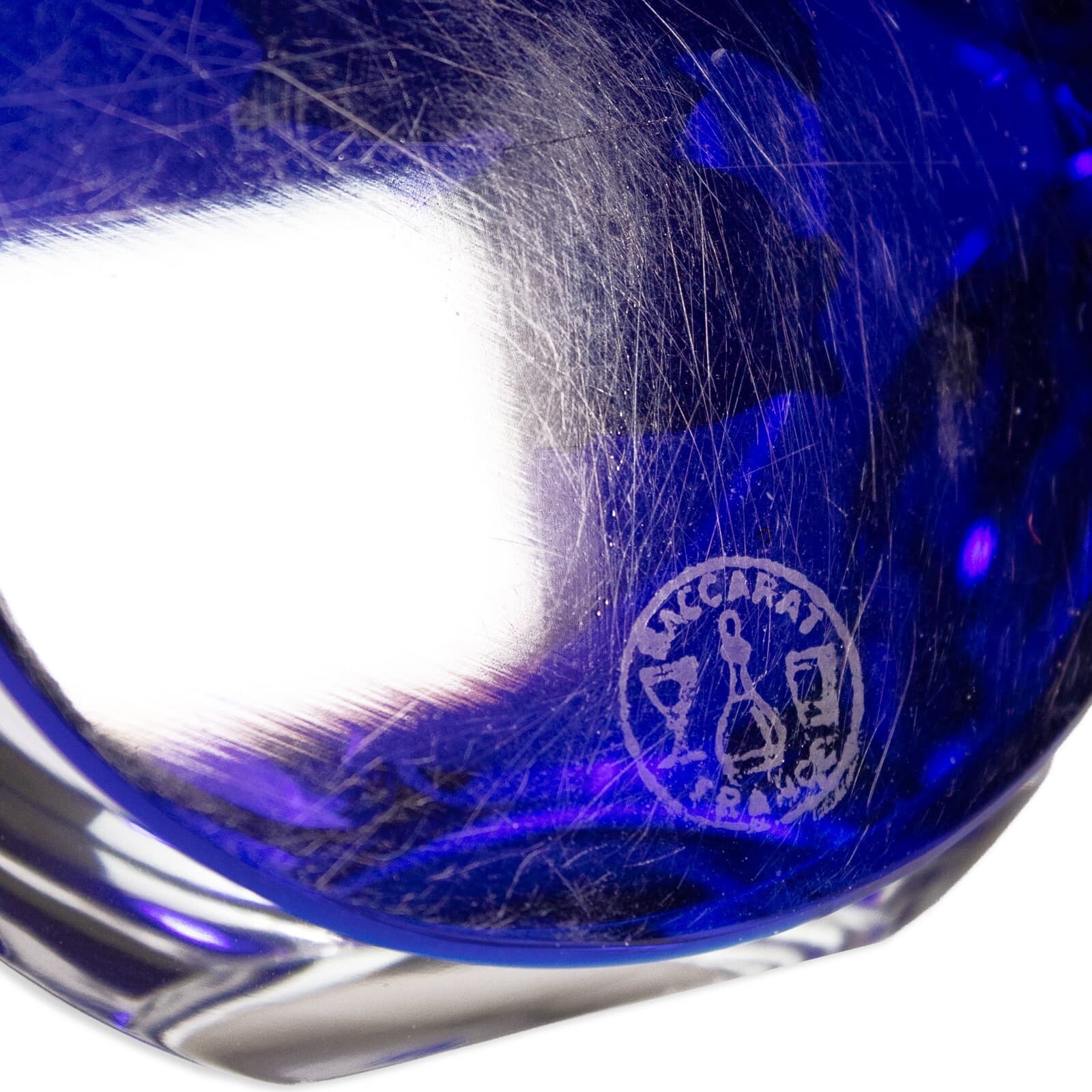 Baccarat France Zodiac Pisces Crystal Cobalt Vintage Art Glass Paperweight 1950s - Thumbnail 6