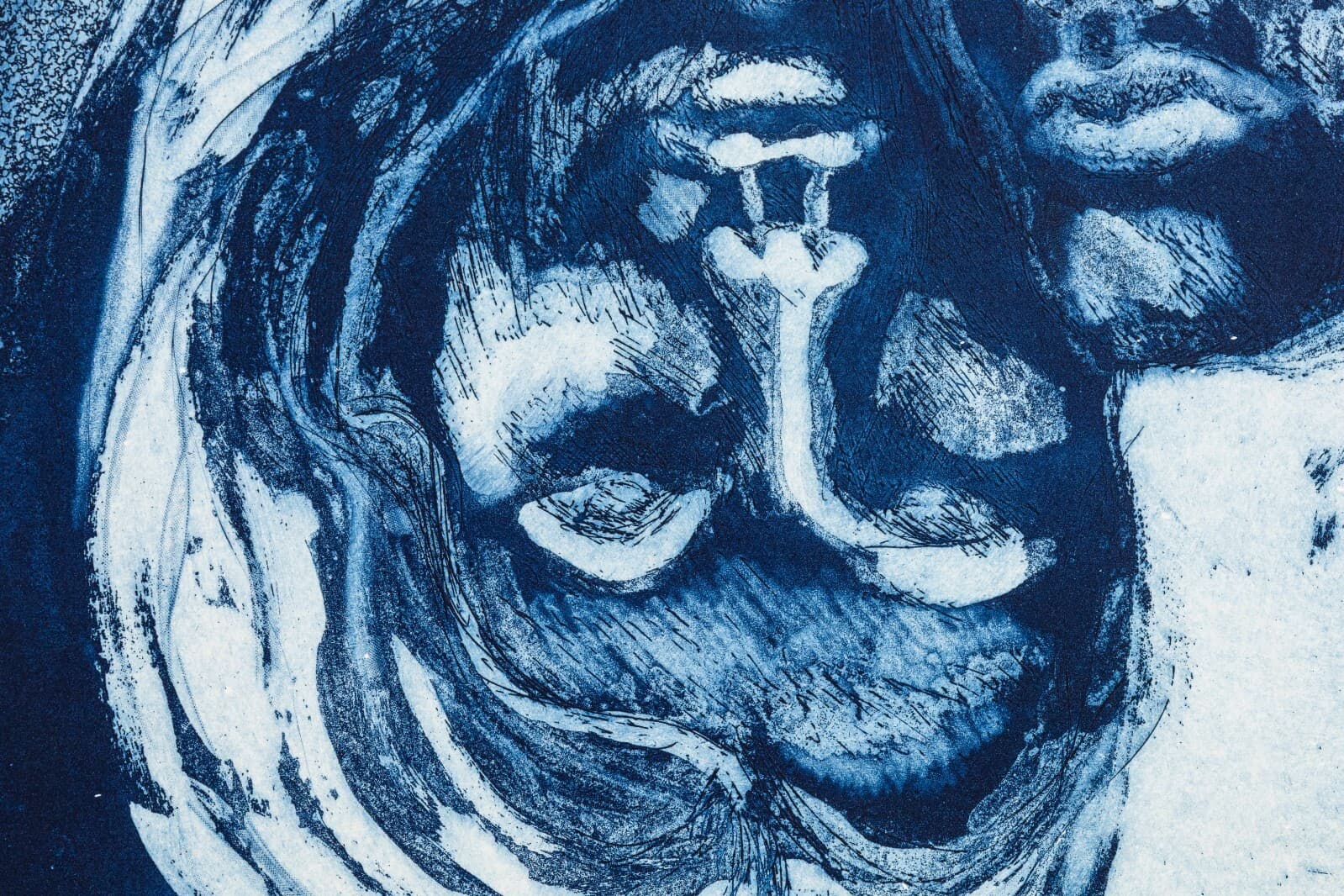 Modernist Figurative Surrealism Two Heads Trial Proof Silkscreen Signed Hoffman - Thumbnail 4