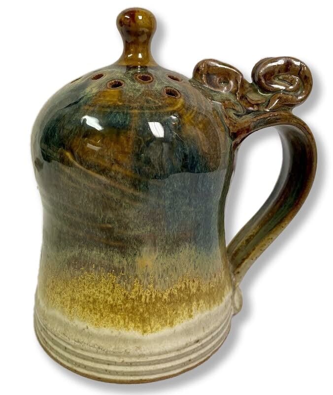 John Glick Ceramic Cheese Shaker Service Piece Stamped Plum Tree Pottery