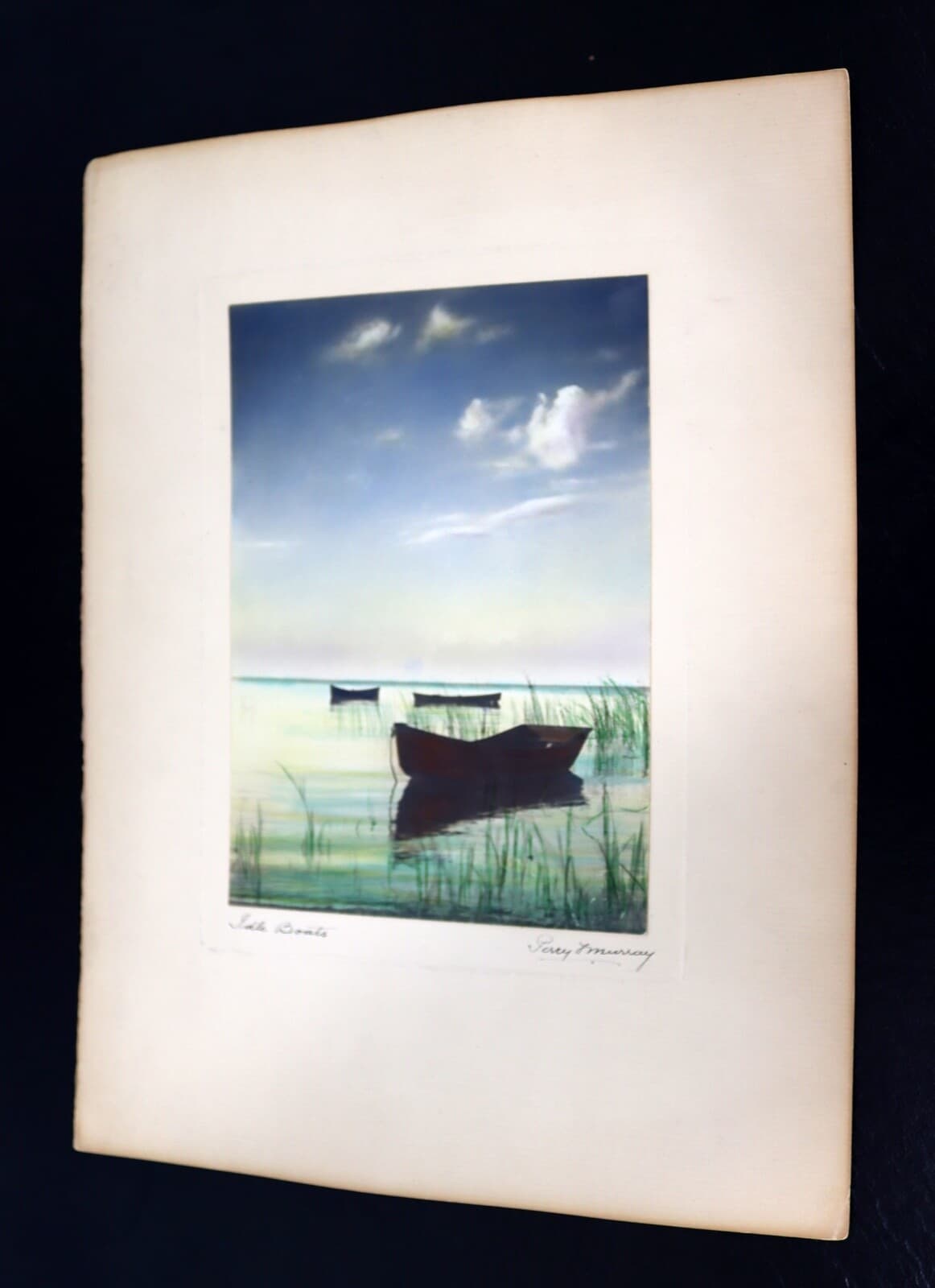 Percy Murray Lake Boats Signed Vintage Photograph - Thumbnail 2