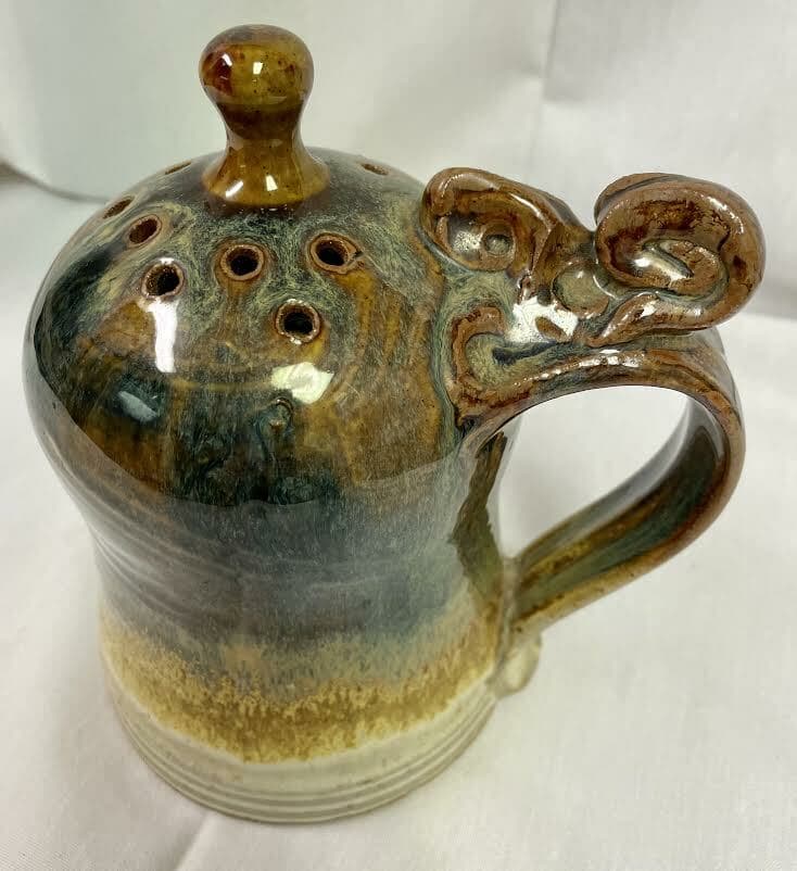 John Glick Ceramic Cheese Shaker Service Piece Stamped Plum Tree Pottery - Thumbnail 3