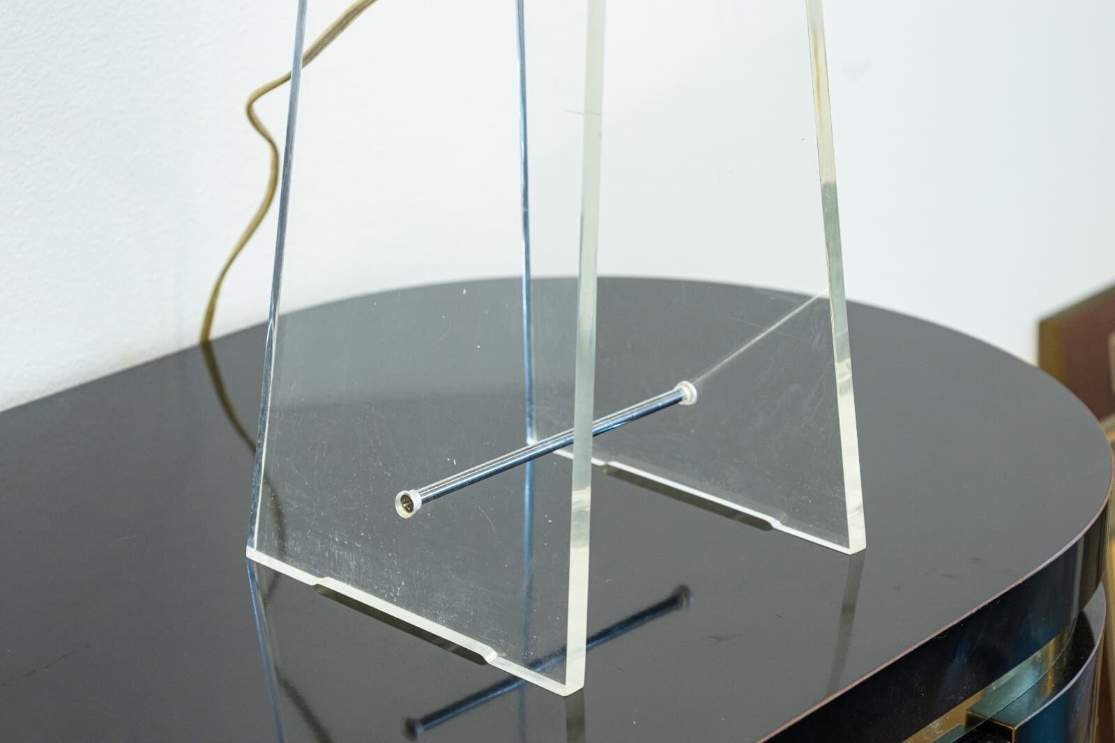 Vintage 1980s Lucite Table Lamp with Chrome Accents 1980's - Thumbnail 6