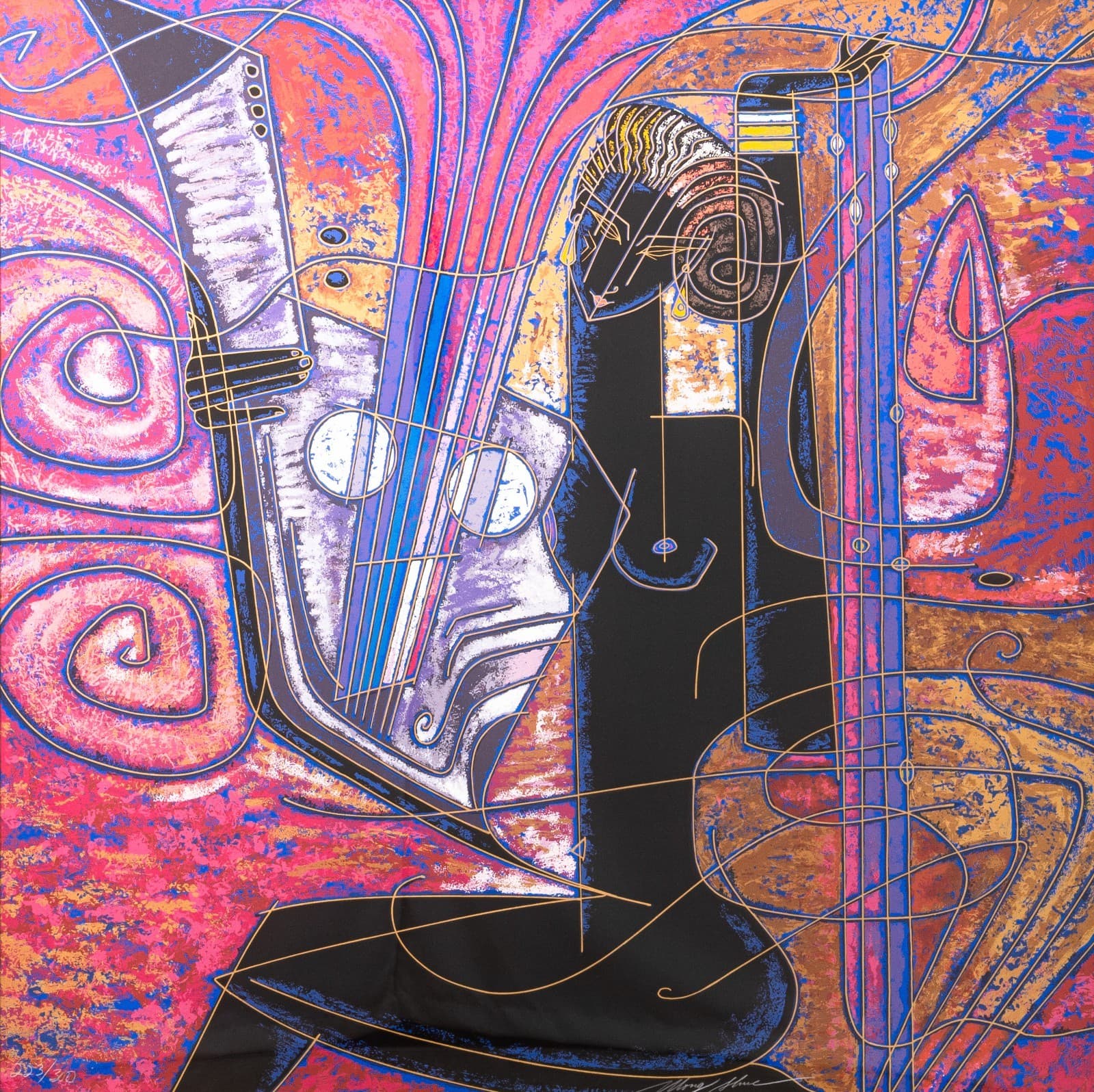 Adrian Wong Shue - Heart Songs, 1990 Signed Serigraph Contemporary Figurative - Thumbnail 2