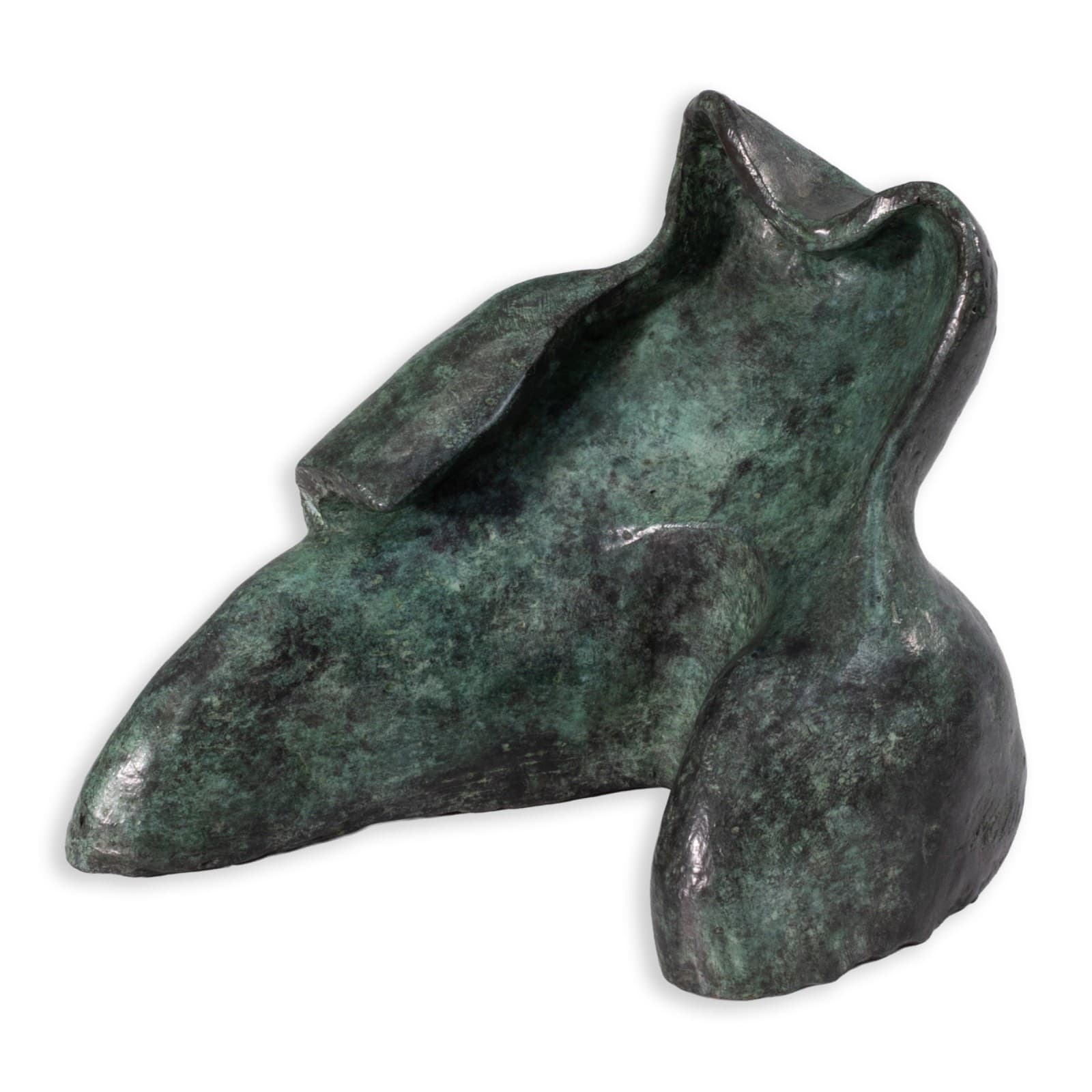 Richard Kozlow - Fez, 1996 Green Patinaed Bronze Modern Abstract Sculpture
