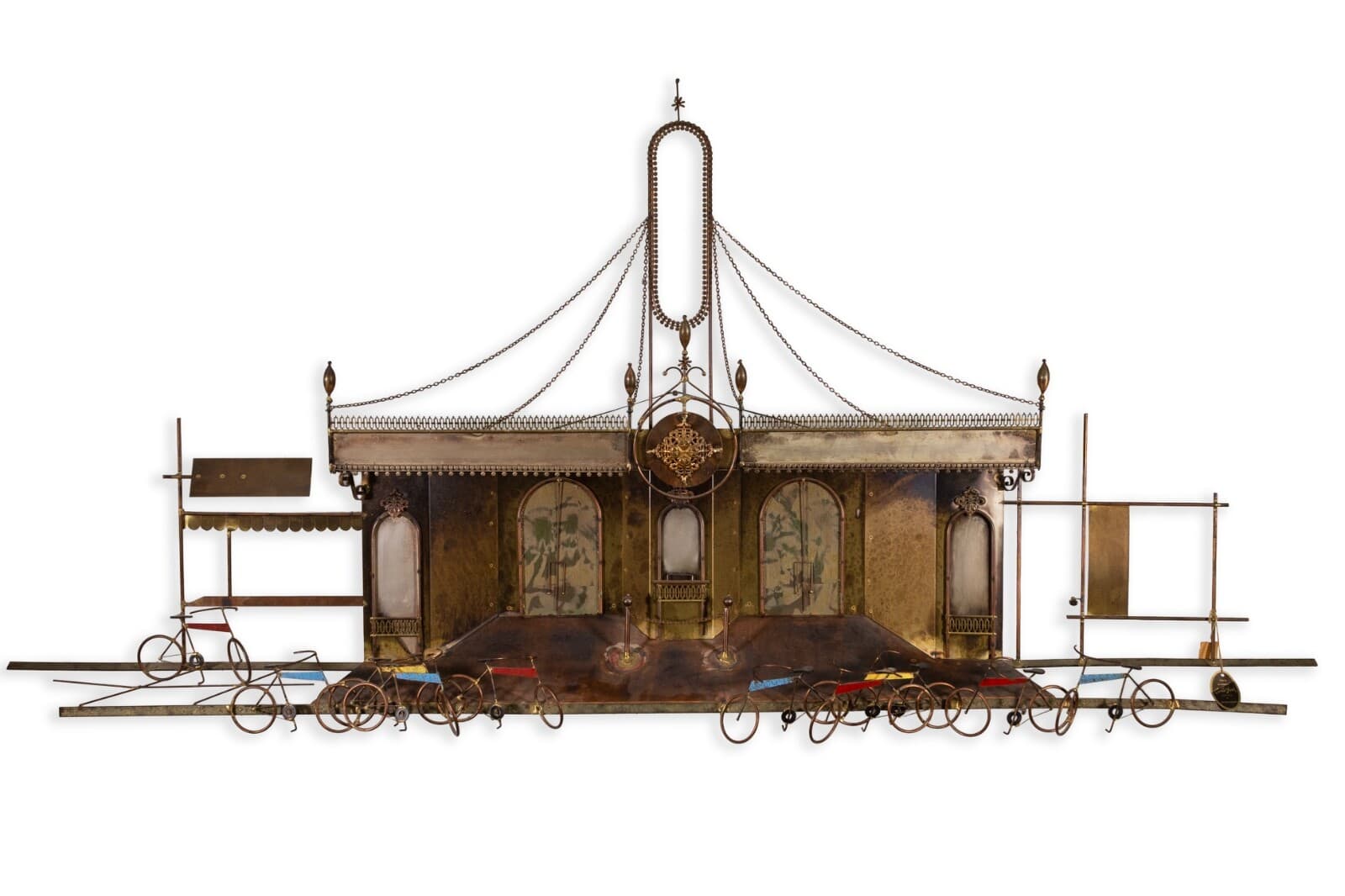 Signed Curtis Jere Paris Theater with Bicycles Wall Sculpture with Original Tags