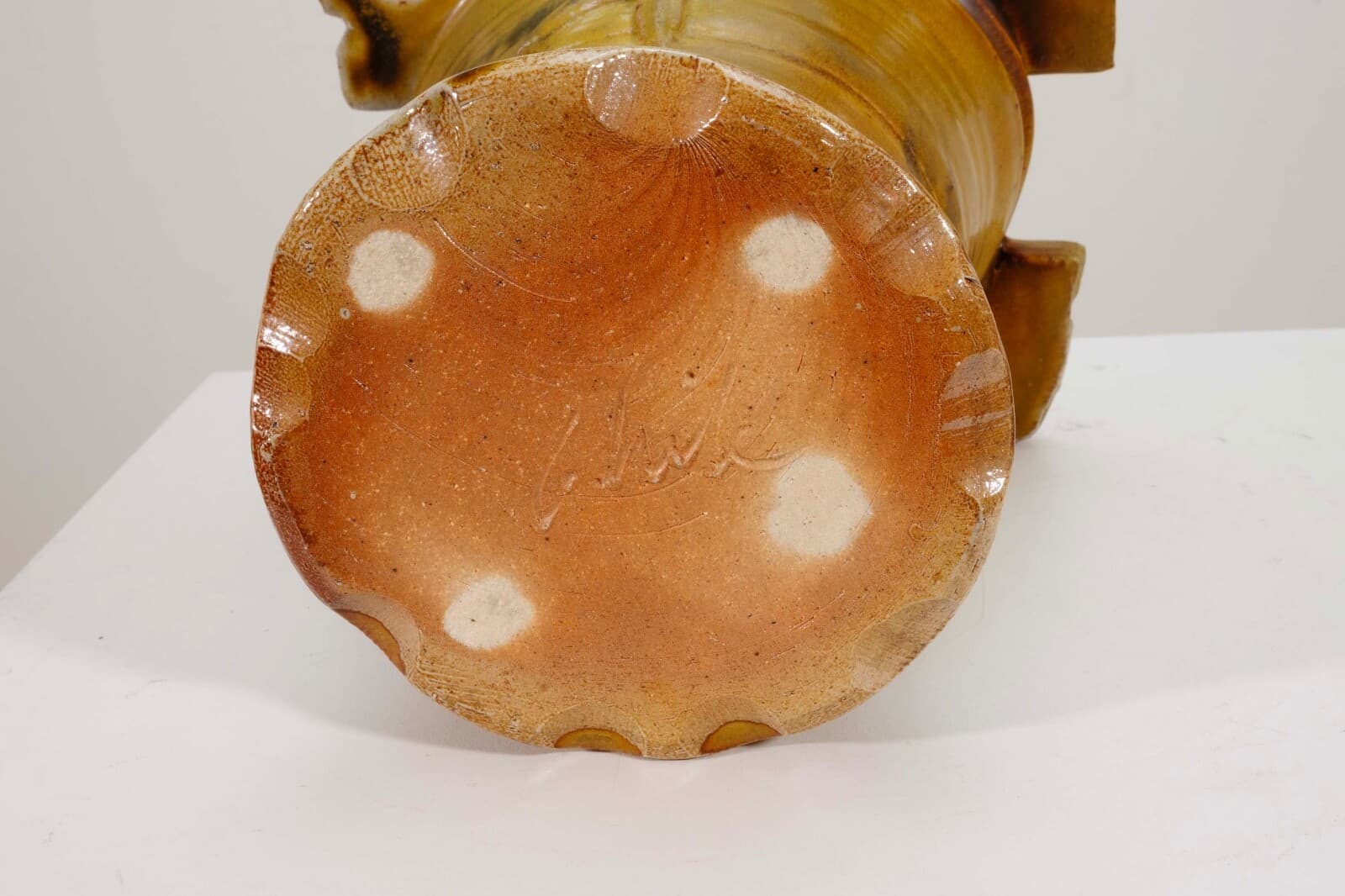 John Glick Modernist Stoneware Glazed Ceramic Rare Yellow Vase Signed - Thumbnail 10