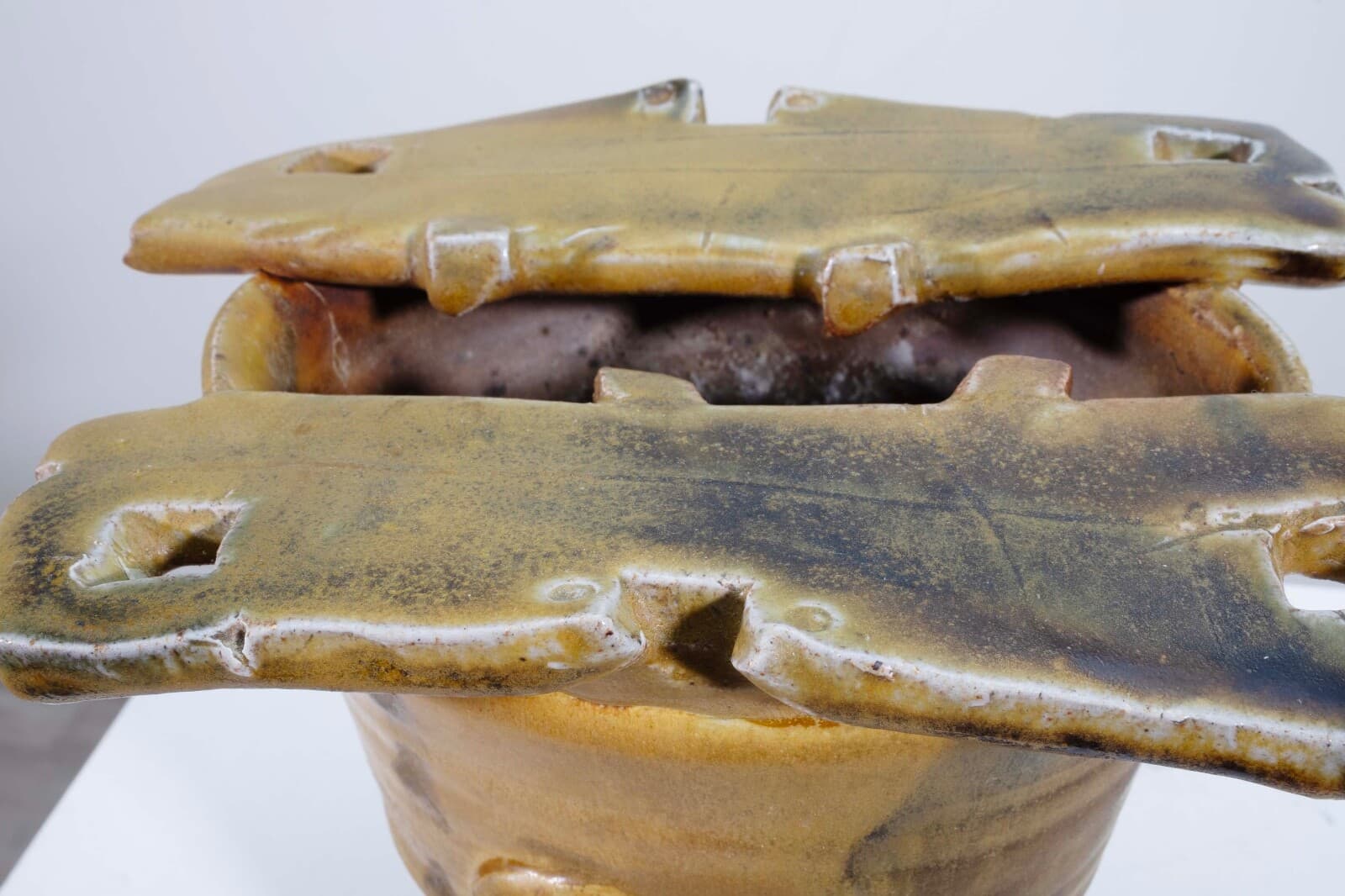 John Glick Modernist Stoneware Glazed Ceramic Rare Yellow Vase Signed - Thumbnail 6
