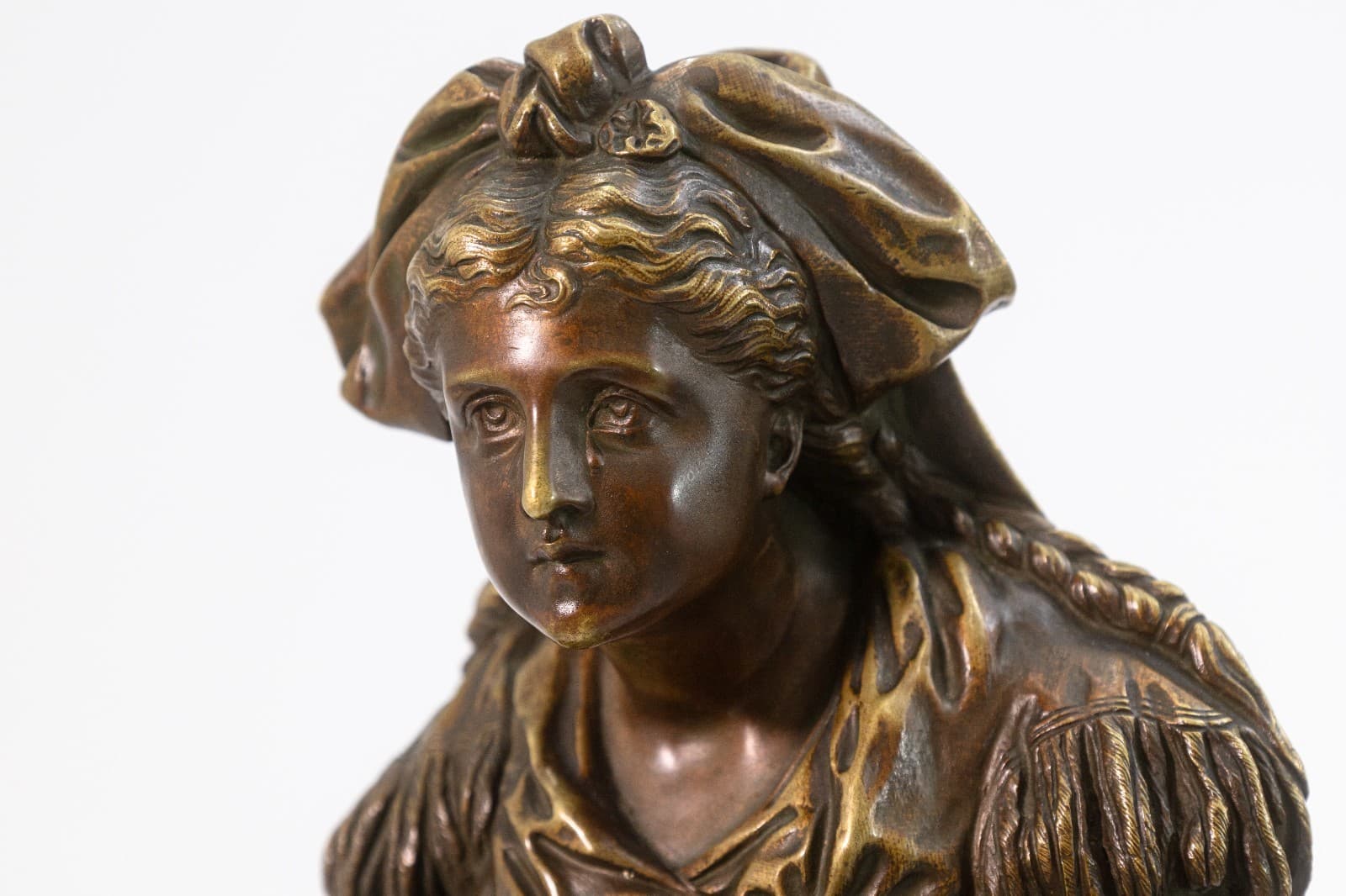 Pierre Louis Detrier (1822-1897) - Woman with Child, Bronze Figurative Sculpture - Thumbnail 2