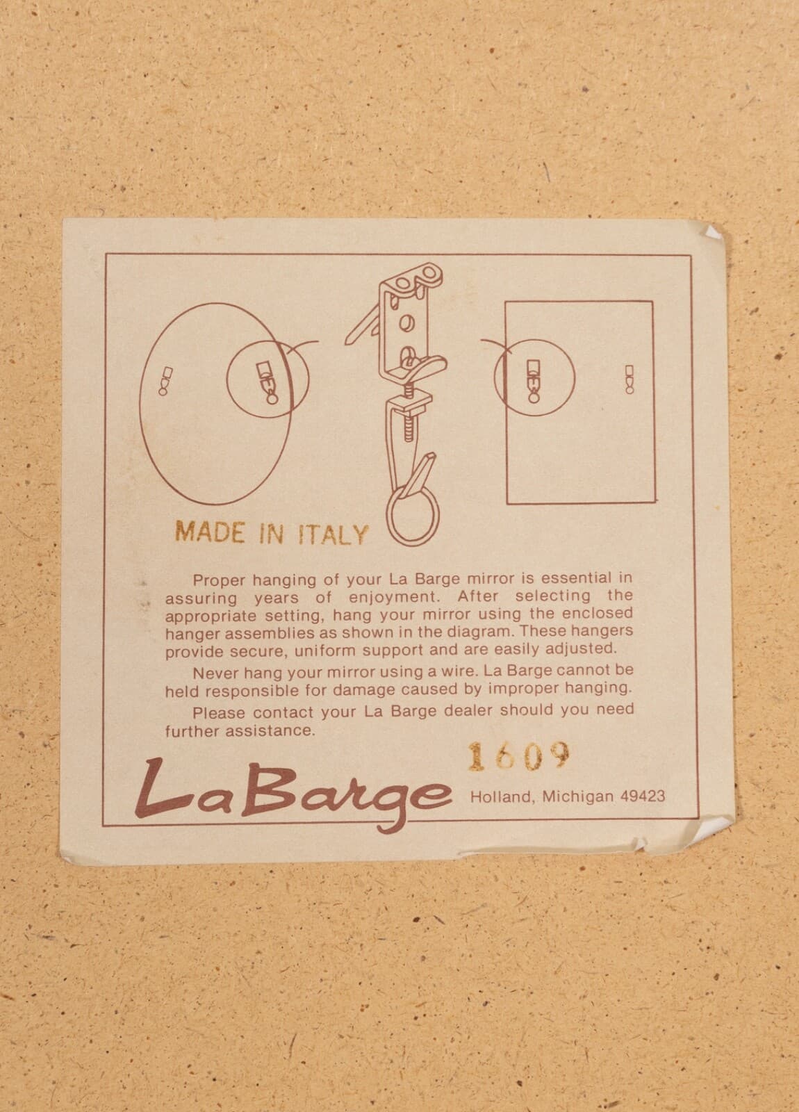 Vintage La Barge Model 1609 Burl Wood Mirror with Gilded Accents Made In Italy - Thumbnail 7