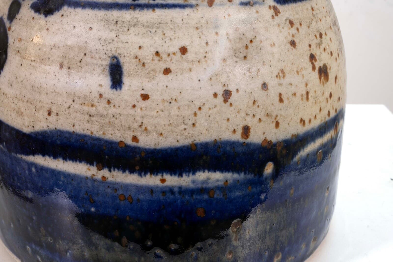 John Glick Ceramic Stoneware Blue Covered Vessel Signed and Stamped - Thumbnail 8