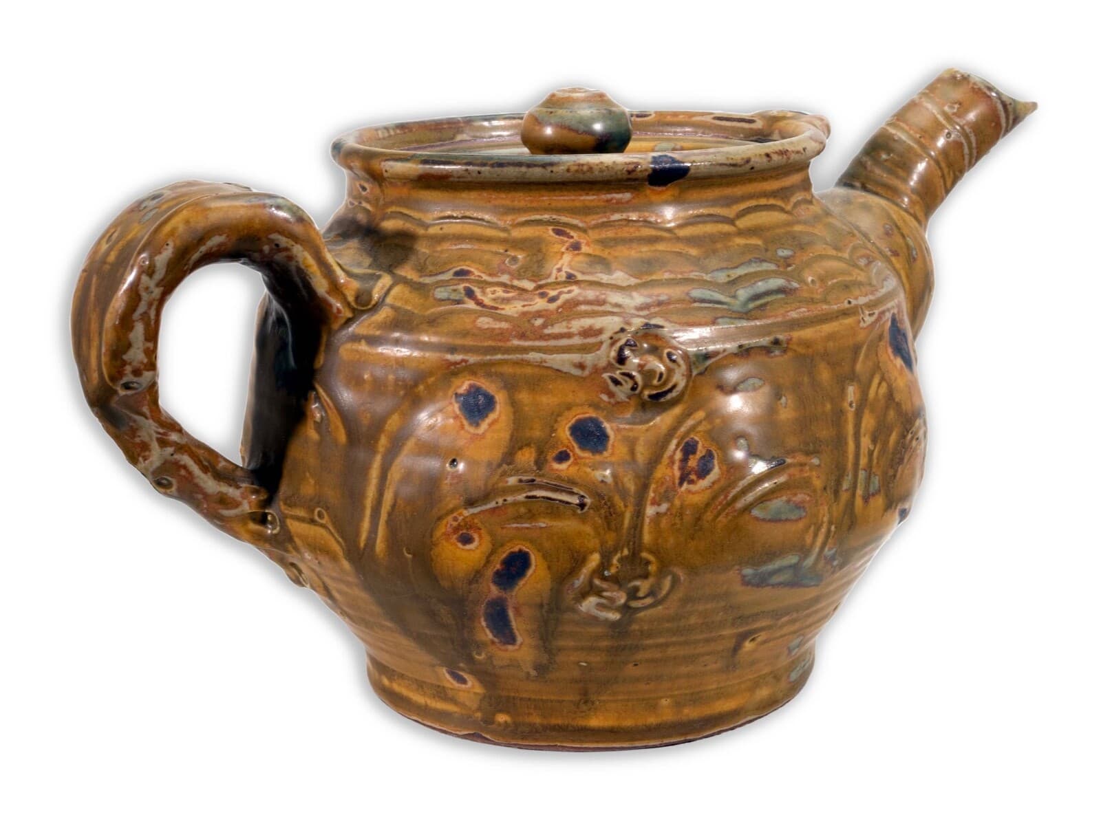 John Glick Modernist Stoneware Glazed Coffee Tea Pot Signed and Stamped - Thumbnail 2