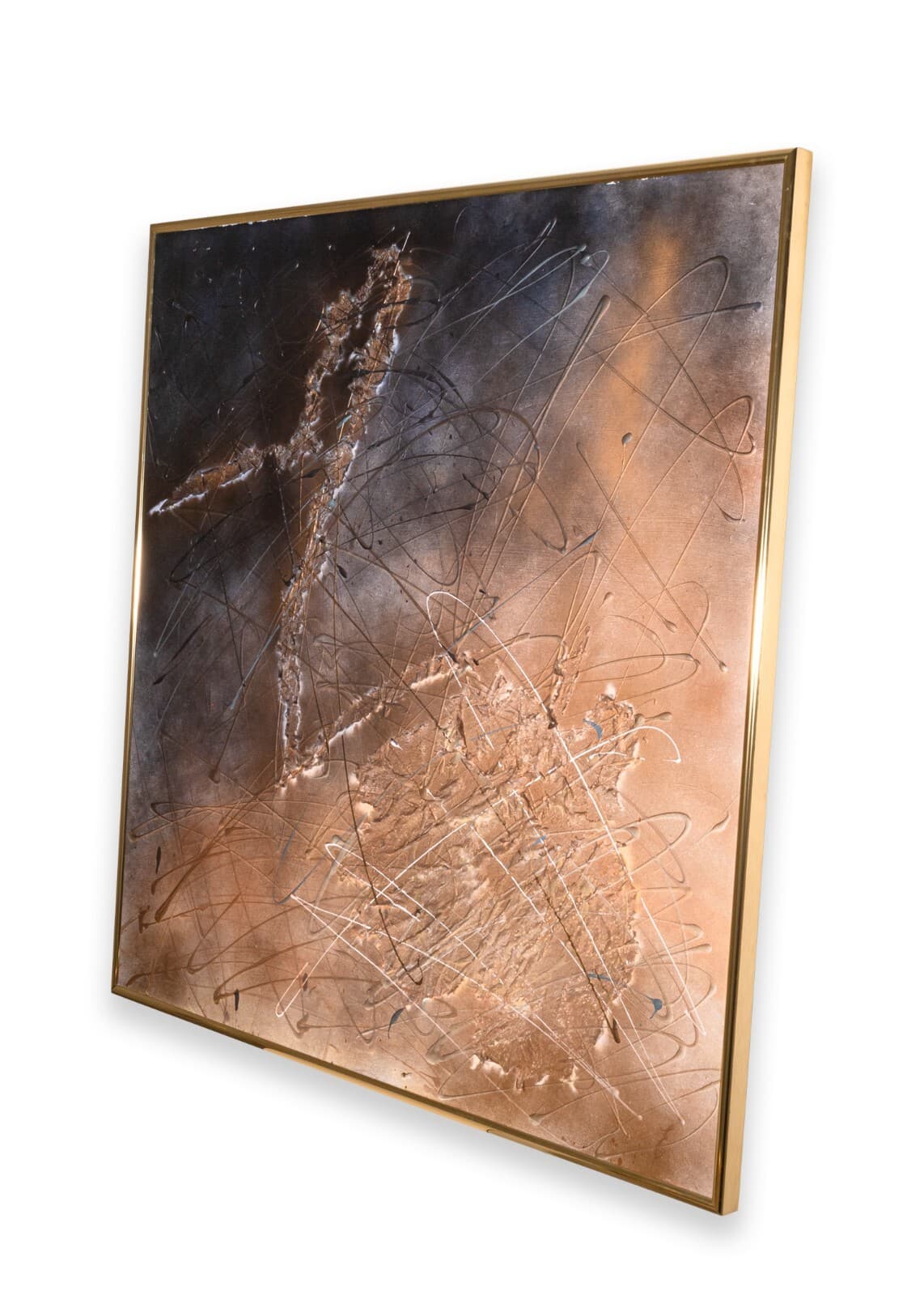 Ellen Loerwald Flashes at Midnight Modern Mixed Media Painting on Board Framed - Thumbnail 3