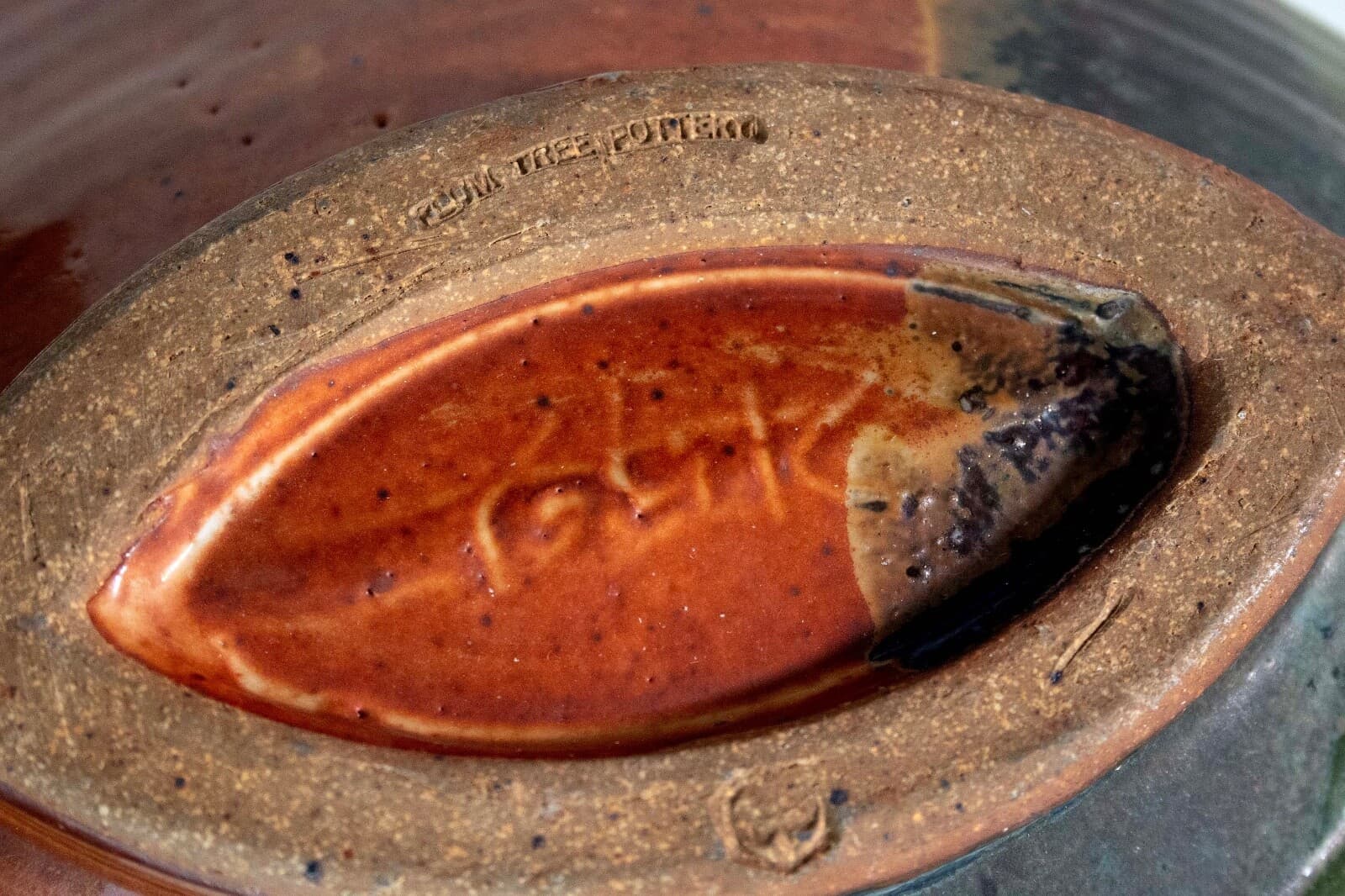 John Glick Modernist Stoneware Glazed Ceramic Serving Platter Signed and Stamped - Thumbnail 9