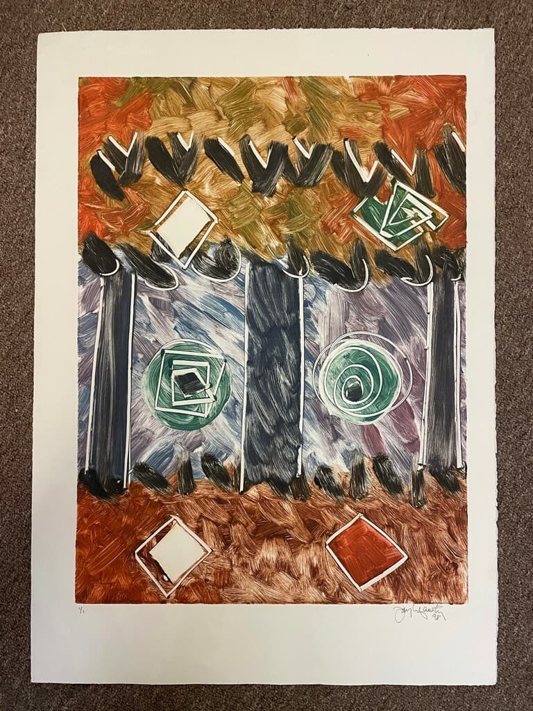 Jay Lefkowitz Monotype Print (Orange, Purple, Green) Hand