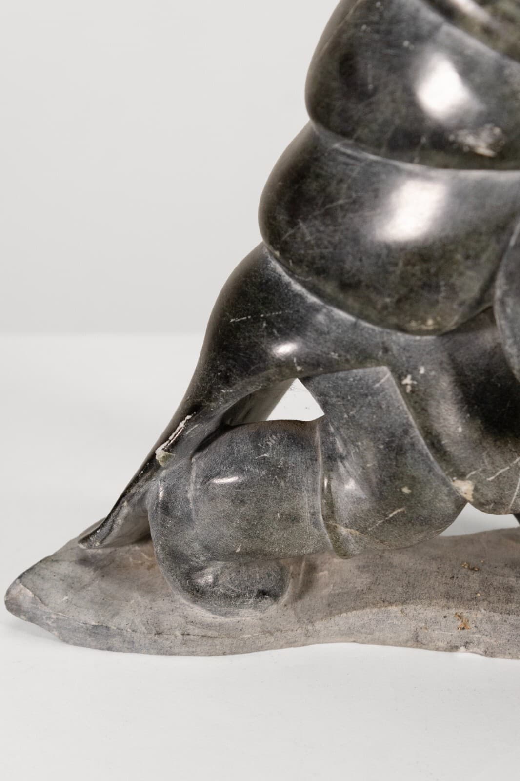 Inuit Figure with Baby Signed Hand-Carved Soapstone Sculpture Traditional Native - Thumbnail 5