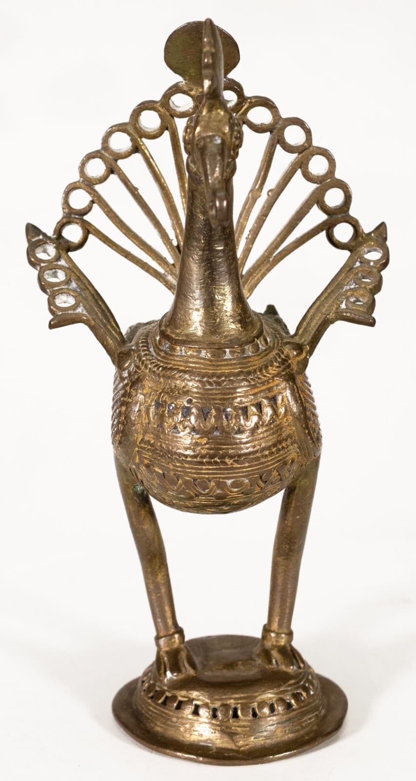 Antique Indian Horse Rider on Wheels & Peacock Bronze Sculpture 20th Century - Thumbnail 7