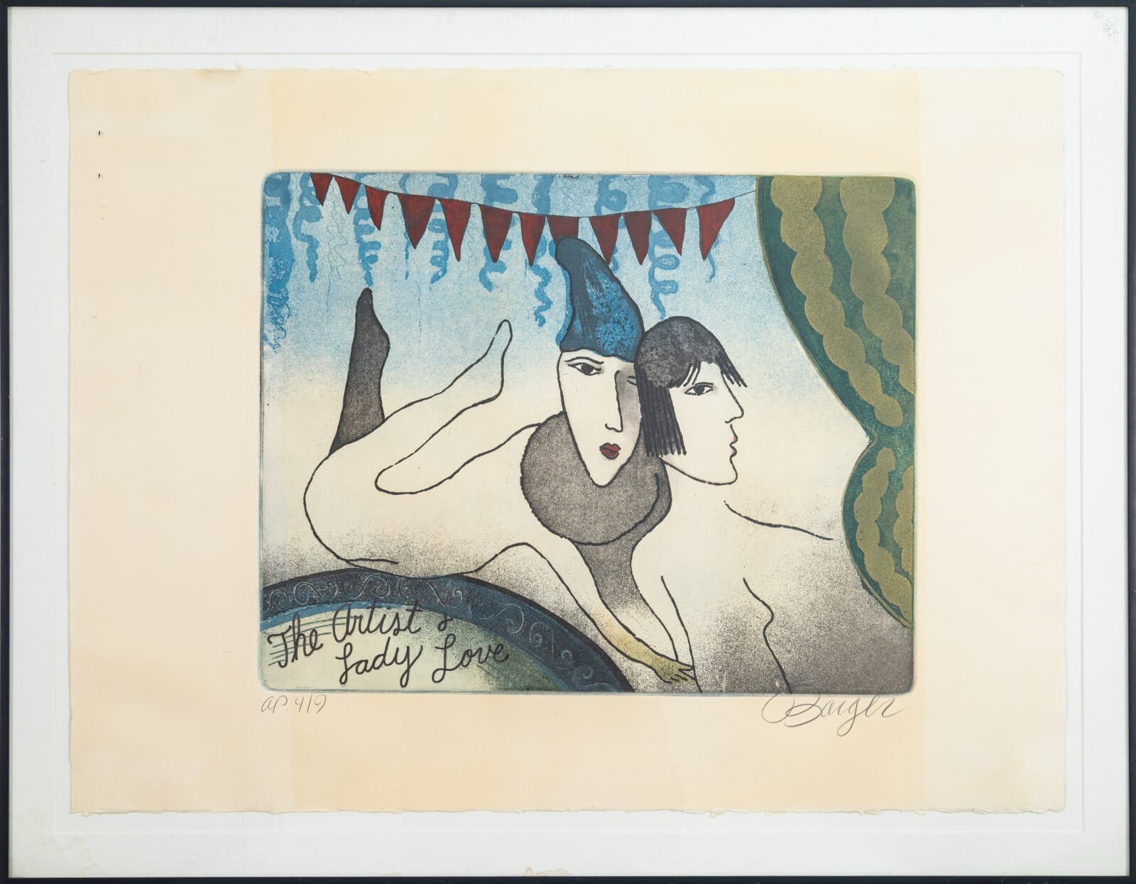Peter Barger The Artist and the Lady Love Modern Expressionist Etching A.P. 4/9