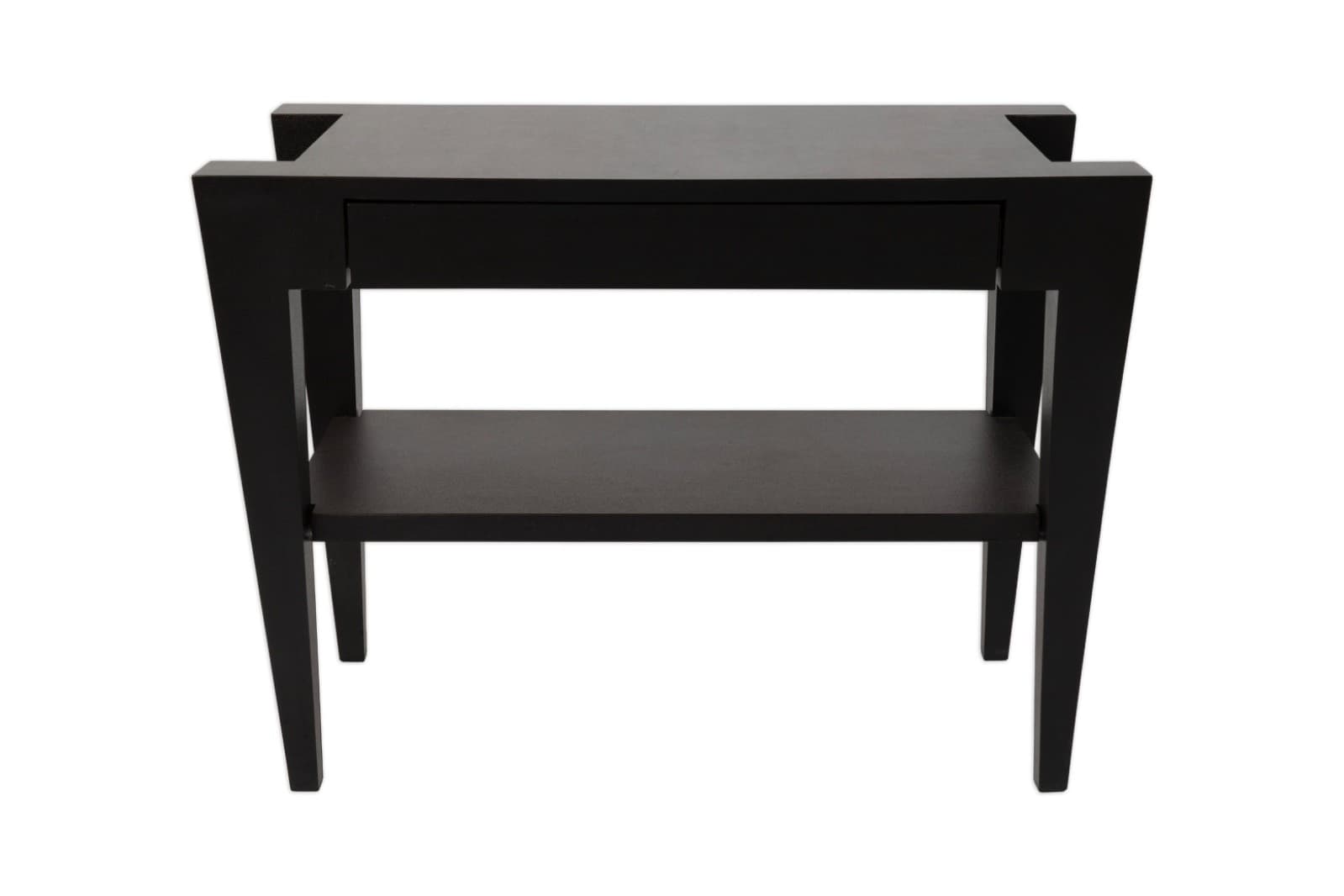 Pair Of Post Modern Ebony Black Architectural Frame Nightstands - Thumbnail 4
