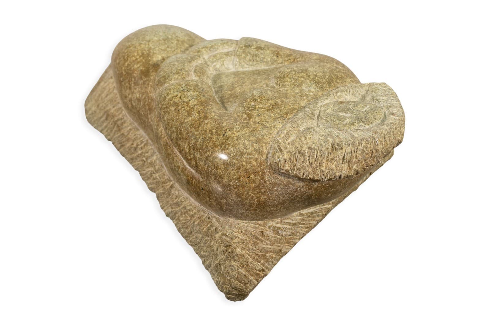 Inuit Resting Man Hand-Carved Soapstone Sculpture Native Canadian Art - Thumbnail 3