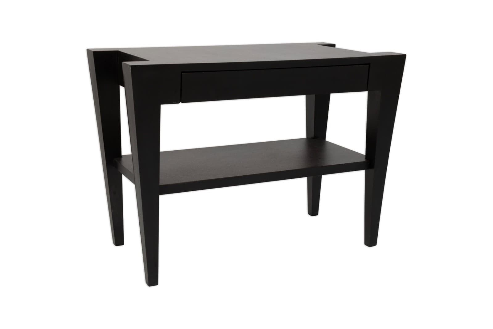 Pair Of Post Modern Ebony Black Architectural Frame Nightstands - Thumbnail 2