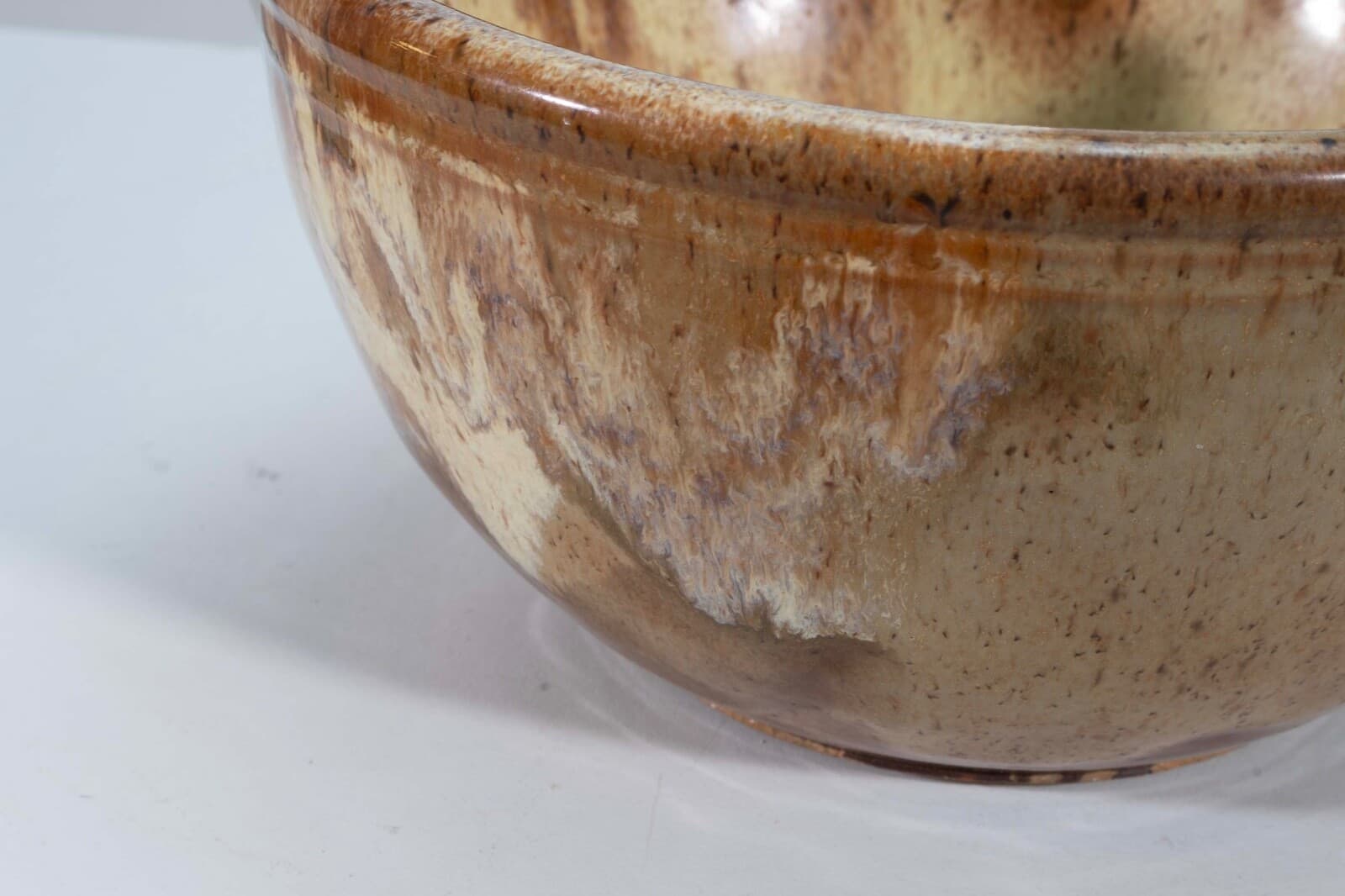 John Glick Modernist Stoneware Earthtone Glazed Ceramic Bowl with Spout Signed - Thumbnail 7