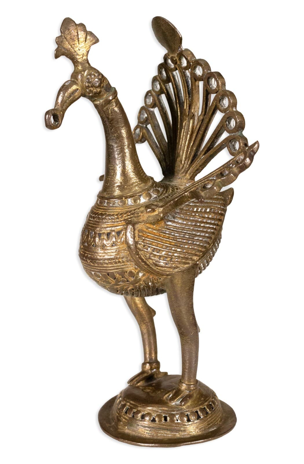 Antique Indian Horse Rider on Wheels & Peacock Bronze Sculpture 20th Century - Thumbnail 6