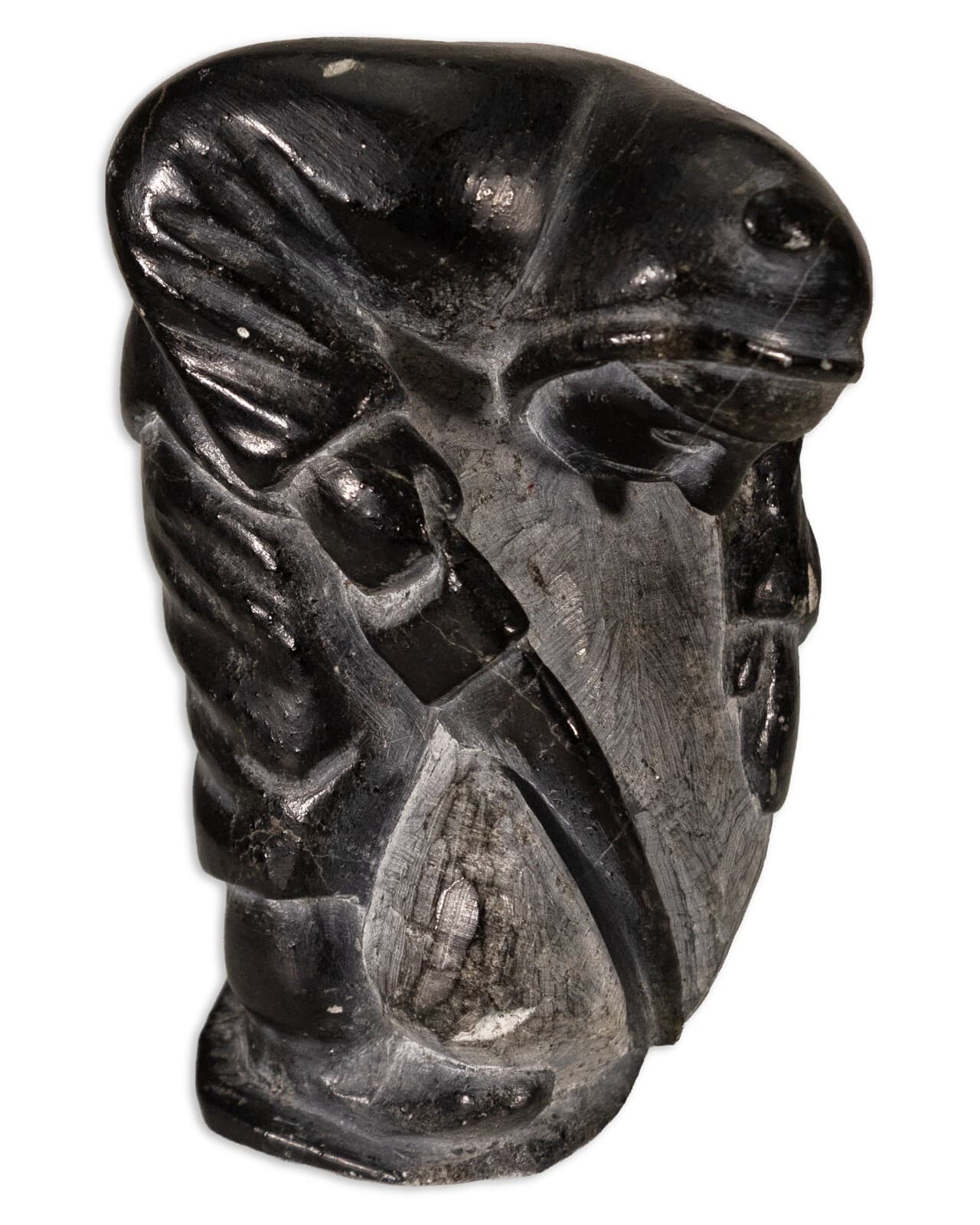 Inuit Hunter Signed Hand-Carved Soapstone Nutaraluk Uilia Iyaituk 1943