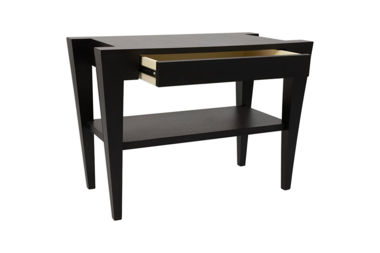 Pair Of Post Modern Ebony Black Architectural Frame Nightstands - Thumbnail 3