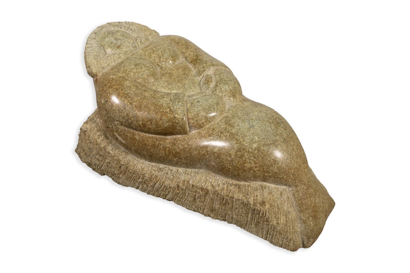 Inuit Resting Man Hand-Carved Soapstone Sculpture Native Canadian Art