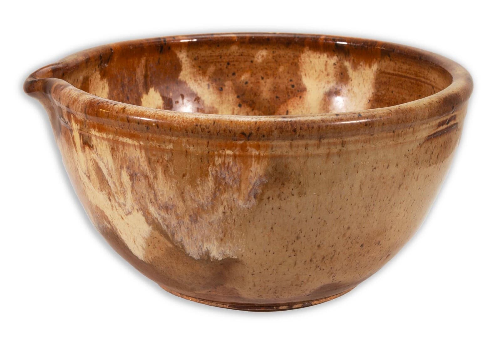 John Glick Modernist Stoneware Earthtone Glazed Ceramic Bowl with Spout Signed - Thumbnail 4