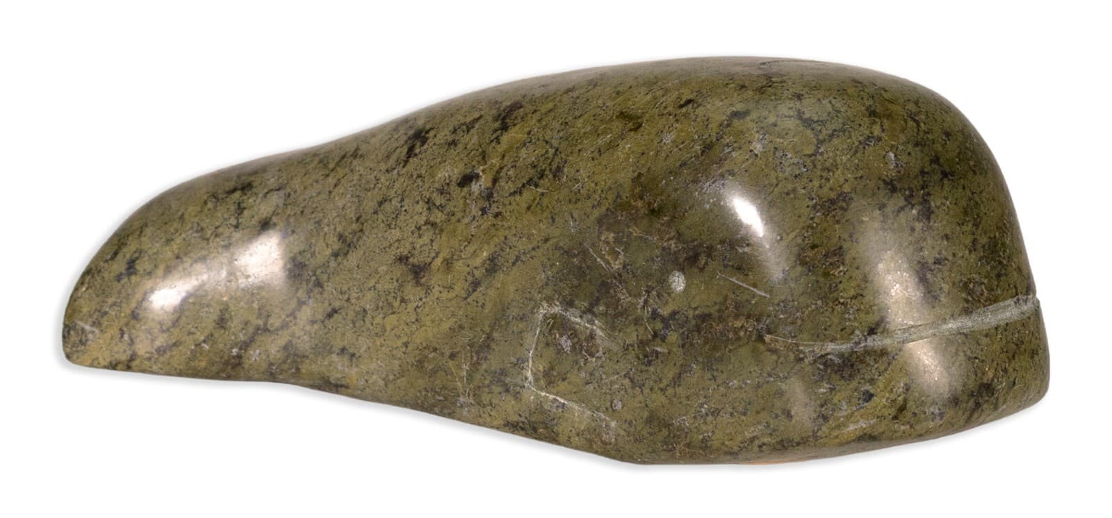 Inuit Whale Animal Hand-Carved Green Soapstone Sculpture Native Canadian Art - Thumbnail 3
