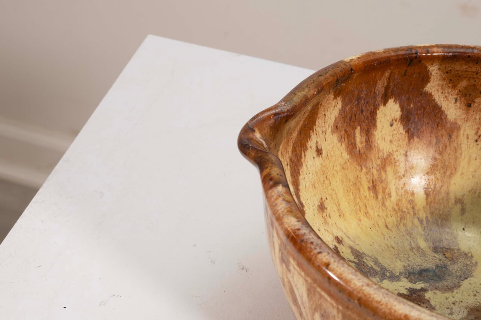 John Glick Modernist Stoneware Earthtone Glazed Ceramic Bowl with Spout Signed - Thumbnail 6