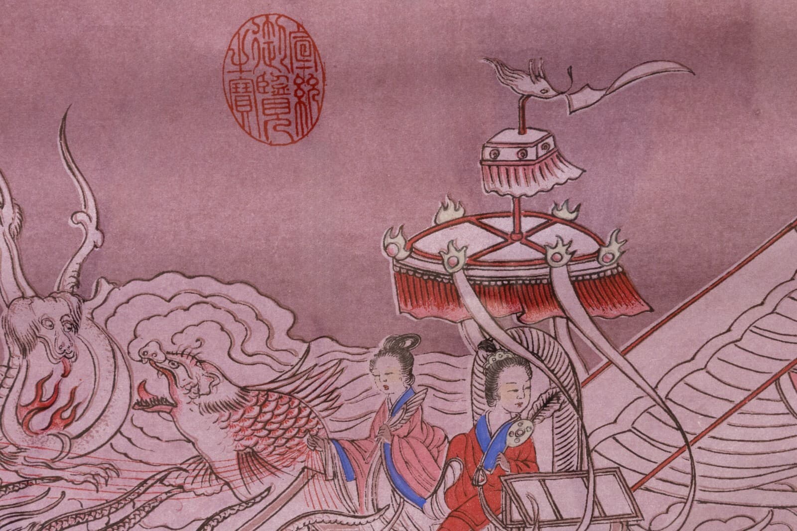 Ku Kai-Chi After Tang Artist The Nymph in the Lo River Chinese Ink & Watercolor - Thumbnail 3